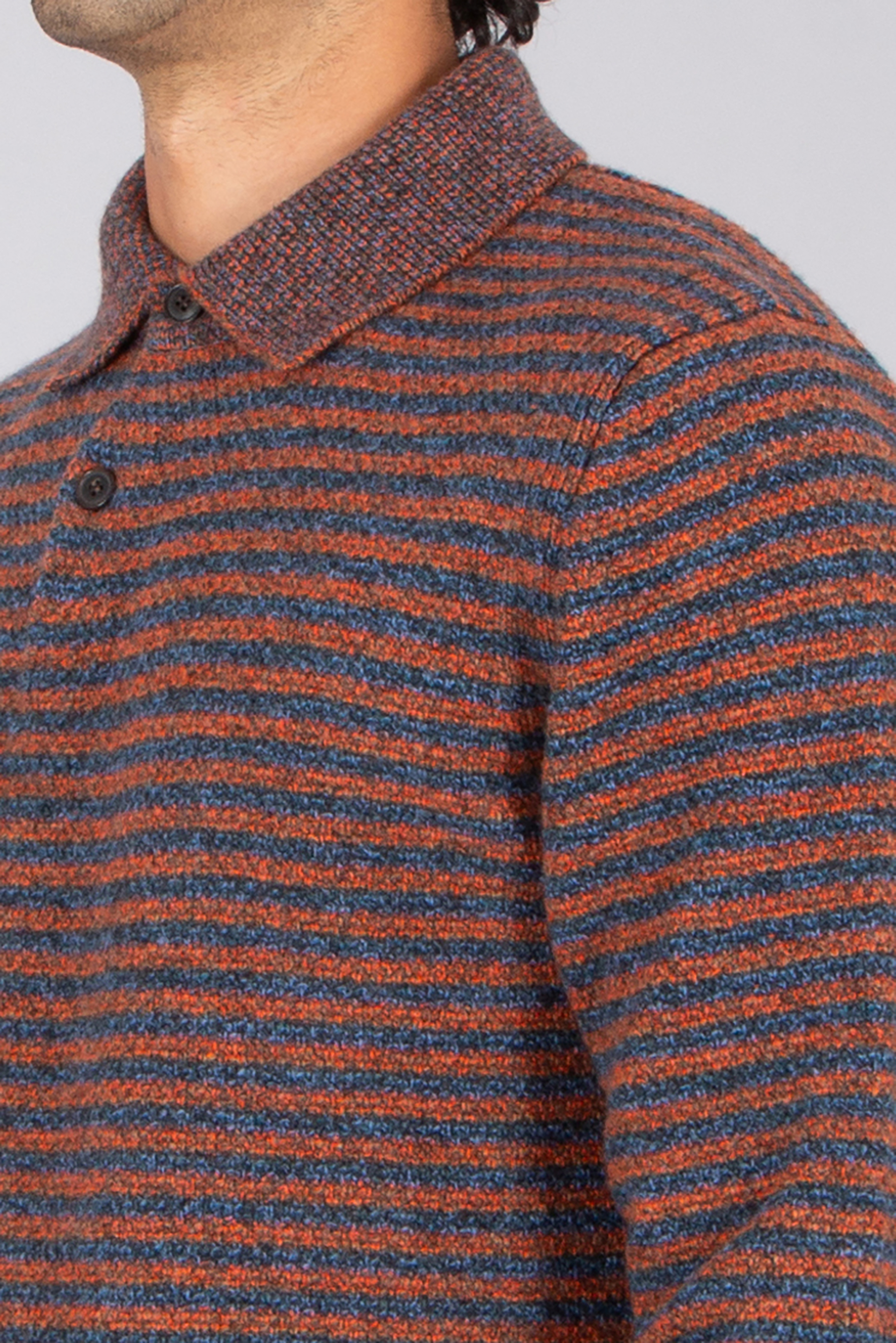 PAUL SMITH Relaxed Fit Striped Superfine Lambswool Knit Polo Pulli, Hemd, Erwachsener, Mann, Person