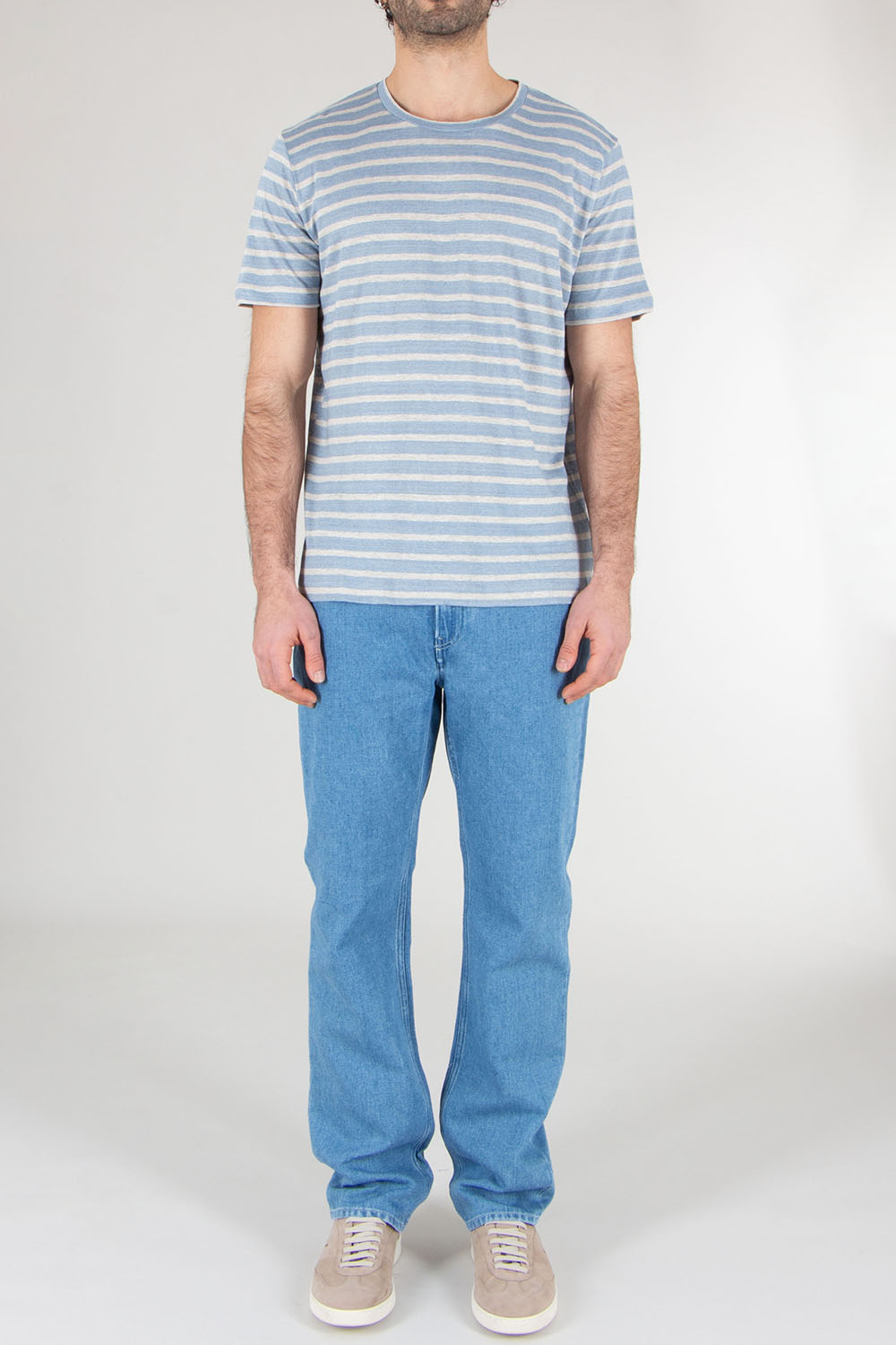 STEFAN BRANDT Regular Fit Striped Linen Jersey T-Shirt Enno