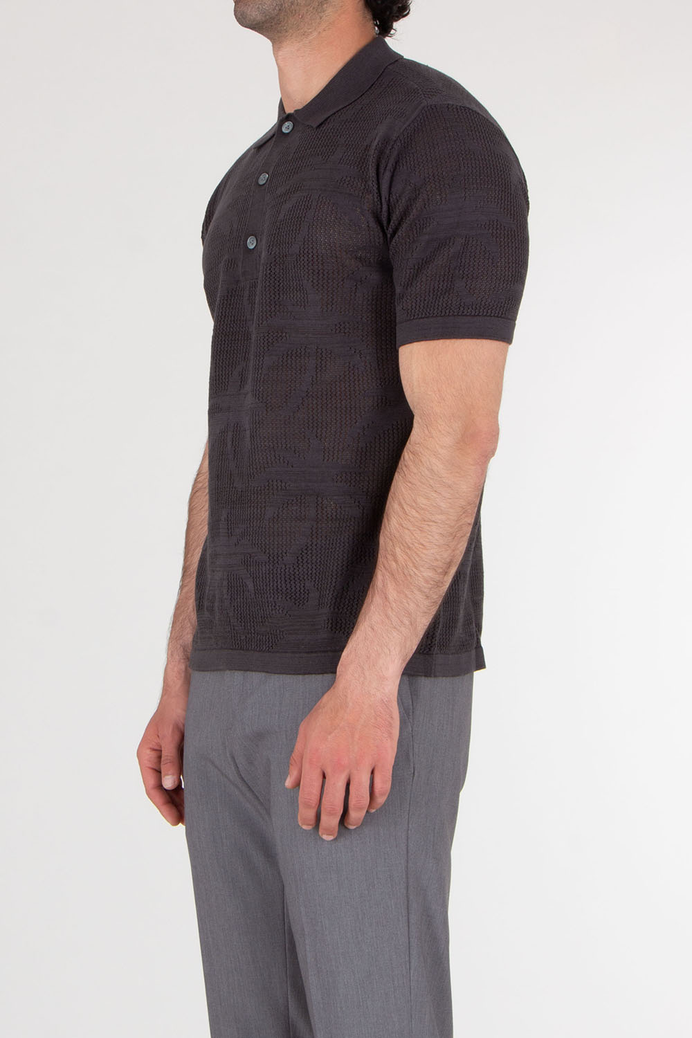 VAN LAACK Ajoure Knit With Palm Trees Polo Shirt