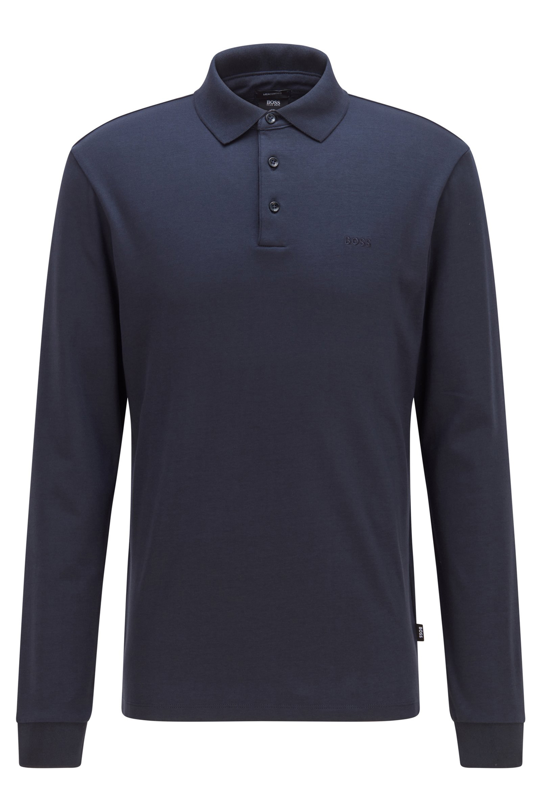 BOSS Regular Fit Embroidered Interlock-Cotton Long-Sleeve Polo Shirt Pado BOSS Regular Fit Embroidered Interlock-Cotton Long-Sleeve Polo Shirt Pado