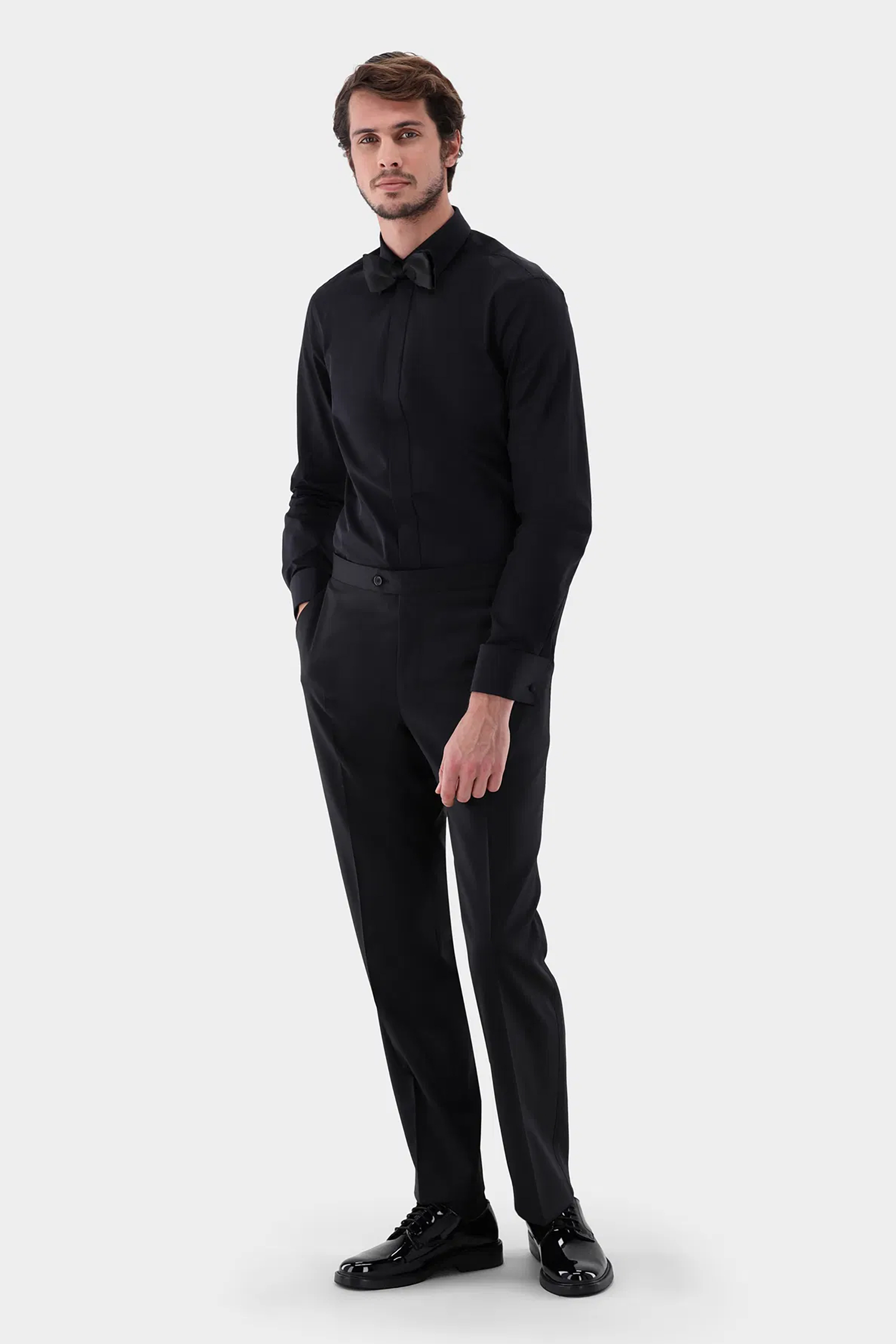 VAN LAACK Tailor Fit Cotton Tuxedo Shirt Scalo-DTF Formelle Kleidung, Anzug, Person, Stehend, Smoking