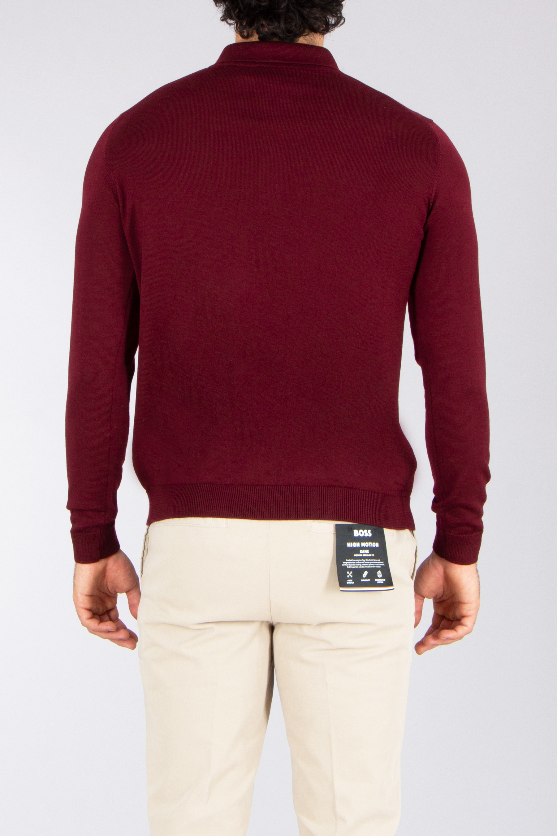 ROBERTO COLLINA Regular Fit Extra-Fine Wool Knit Polo Langarm, Ärmel, Kastanienbraun, Strickwaren, Pullover