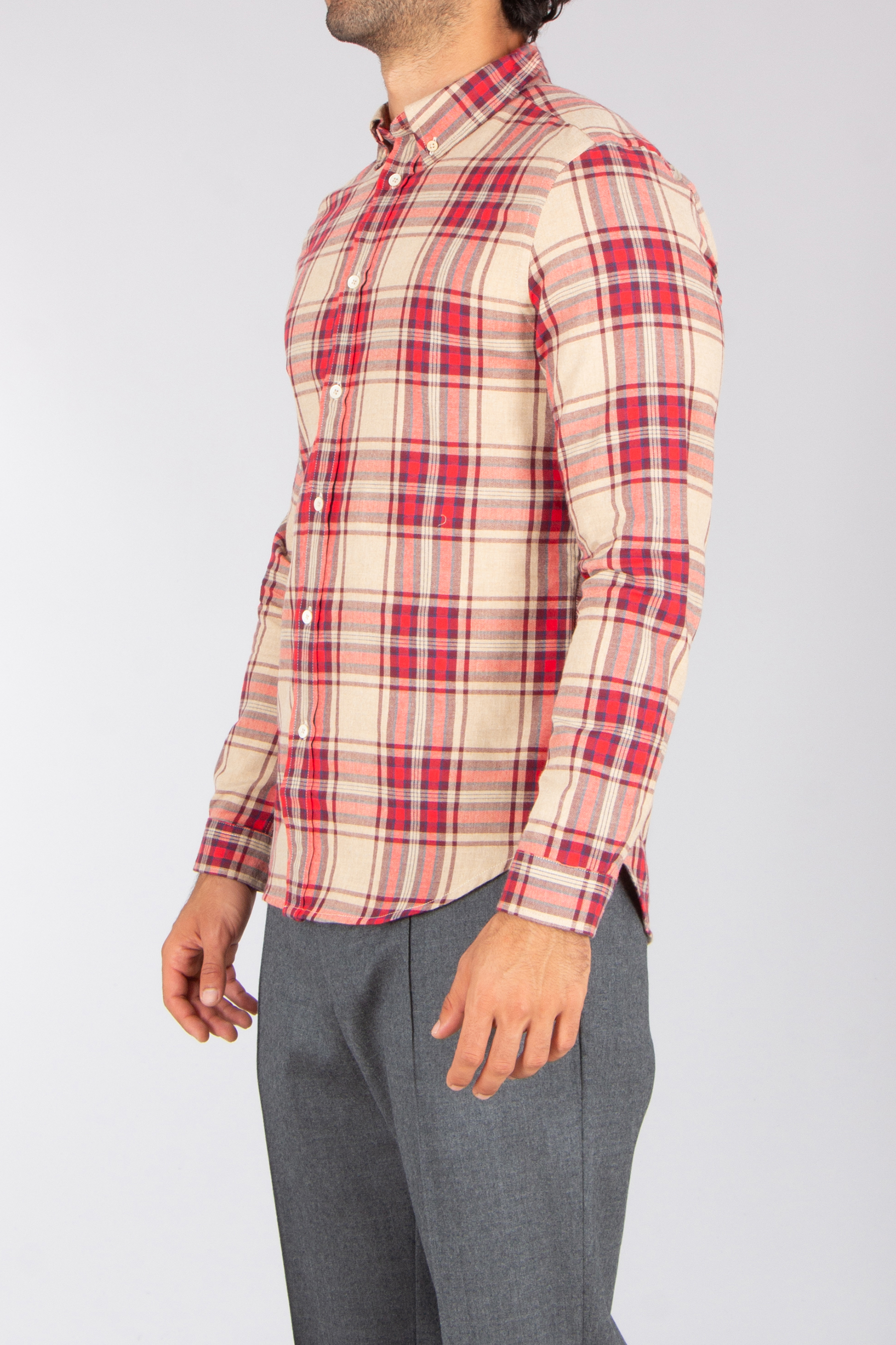 PAUL SMITH Tailored Fit Checked Organically Grown Cotton Flannel Button-Down Shirt Bekleidung, Hemd, Kleid, Hemd, Langarm, Ärmel