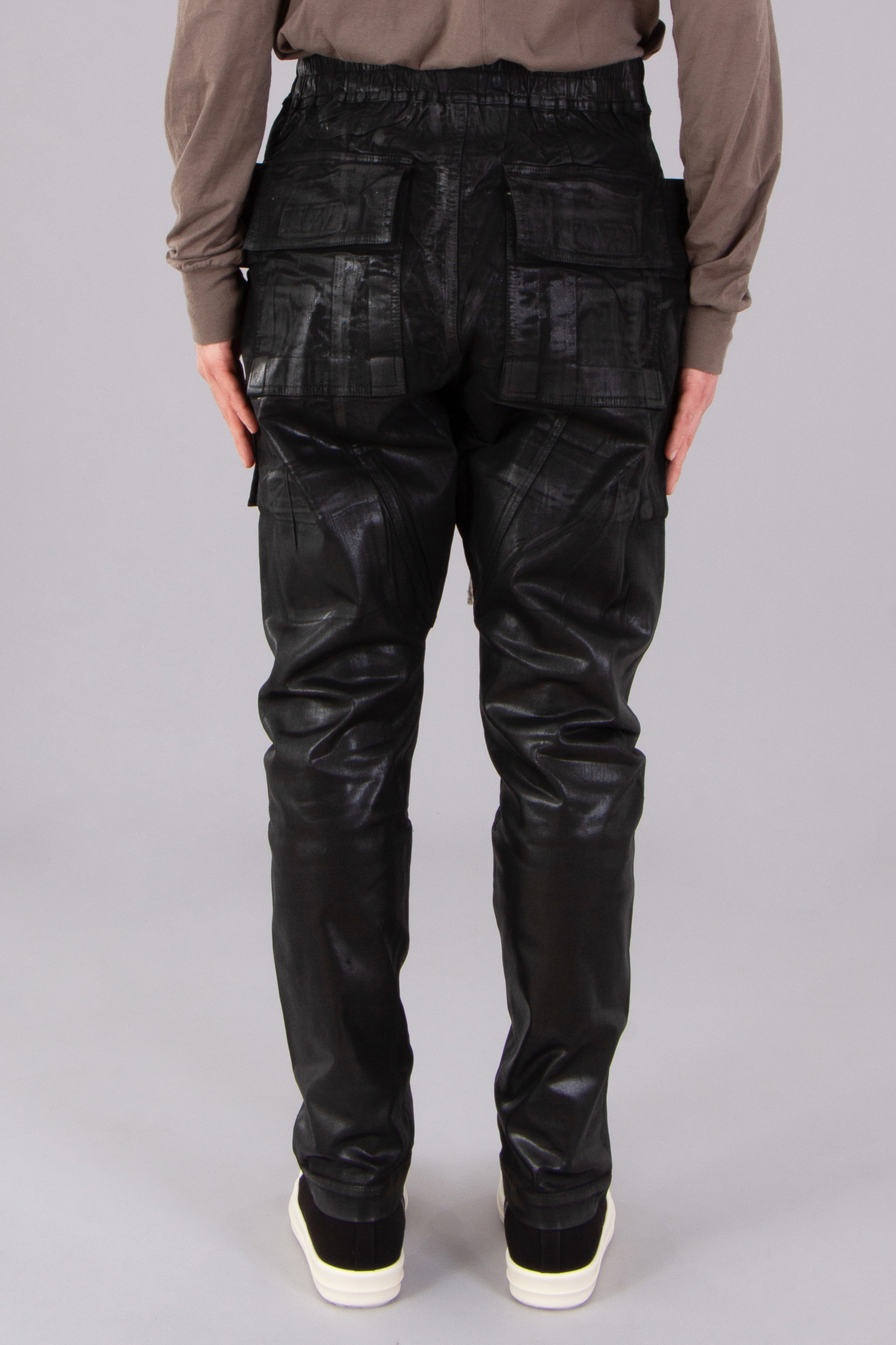 RICK OWENS DRKSHDW Creatch Cargo Drawstring Overdyed Foil Stretch Denim Pants RICK OWENS DRKSHDW Creatch Cargo Drawstring Overdyed Foil Stretch Denim Pants