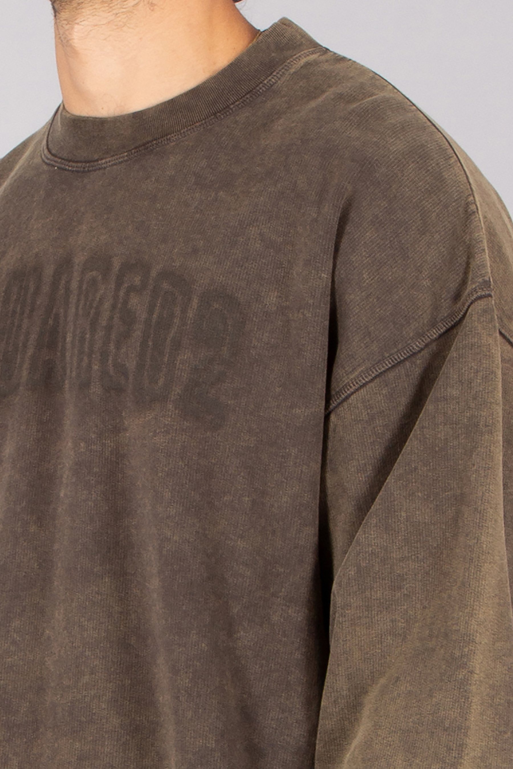 DSQUARED2 Loose Fit Prited Faded Cotton Fleece Crew Neck Sweatshirt Langarm, Fleece, Erwachsener, Mann, Person