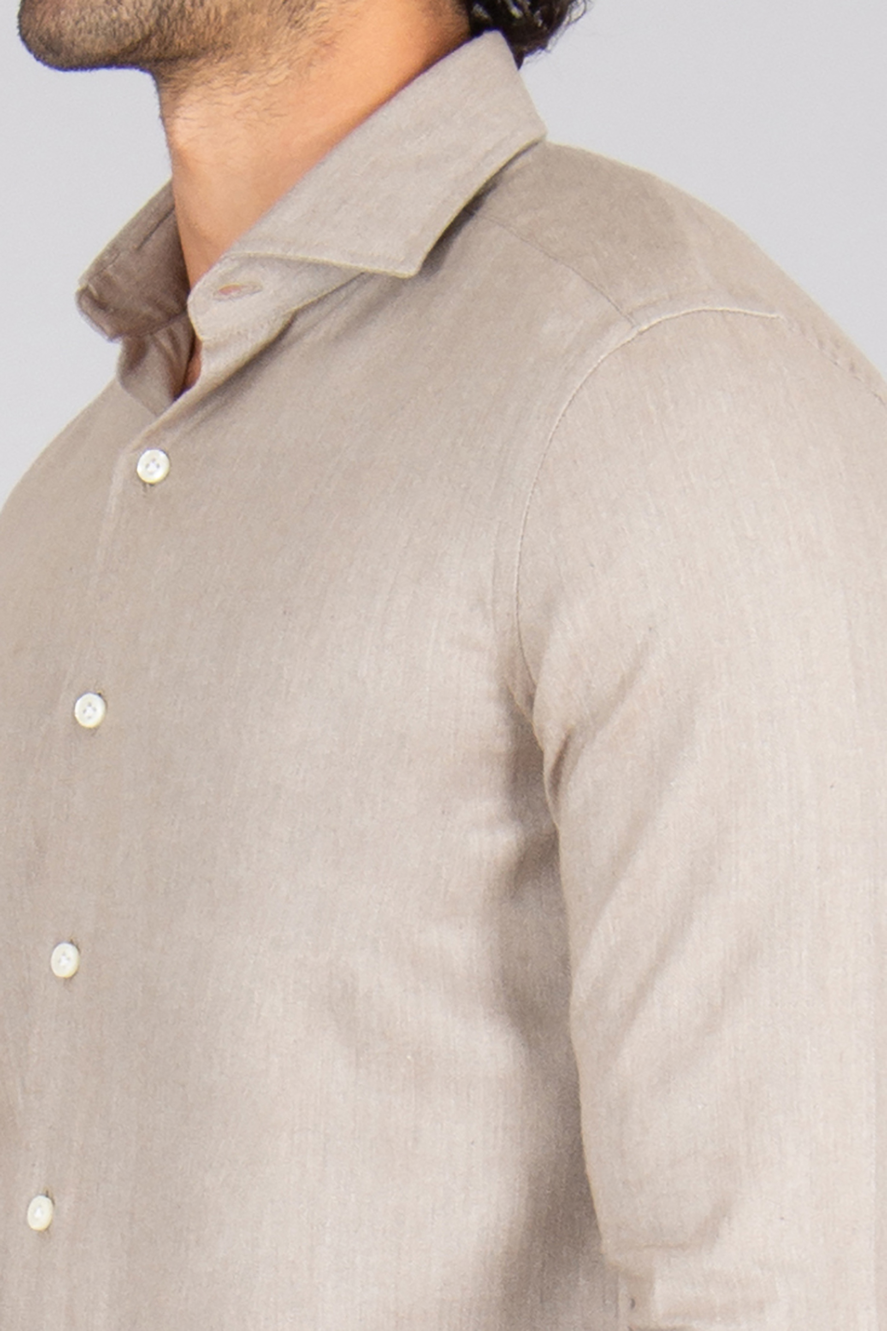 SONRISA Regular Fit Herringbone Pattern Cotton-Lyocell Flannel Shirt Hemd, Leinen, Langarm, Mann, Person