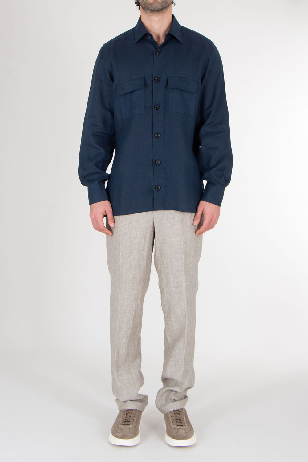 KITON Regular Fit Linen Overshirt