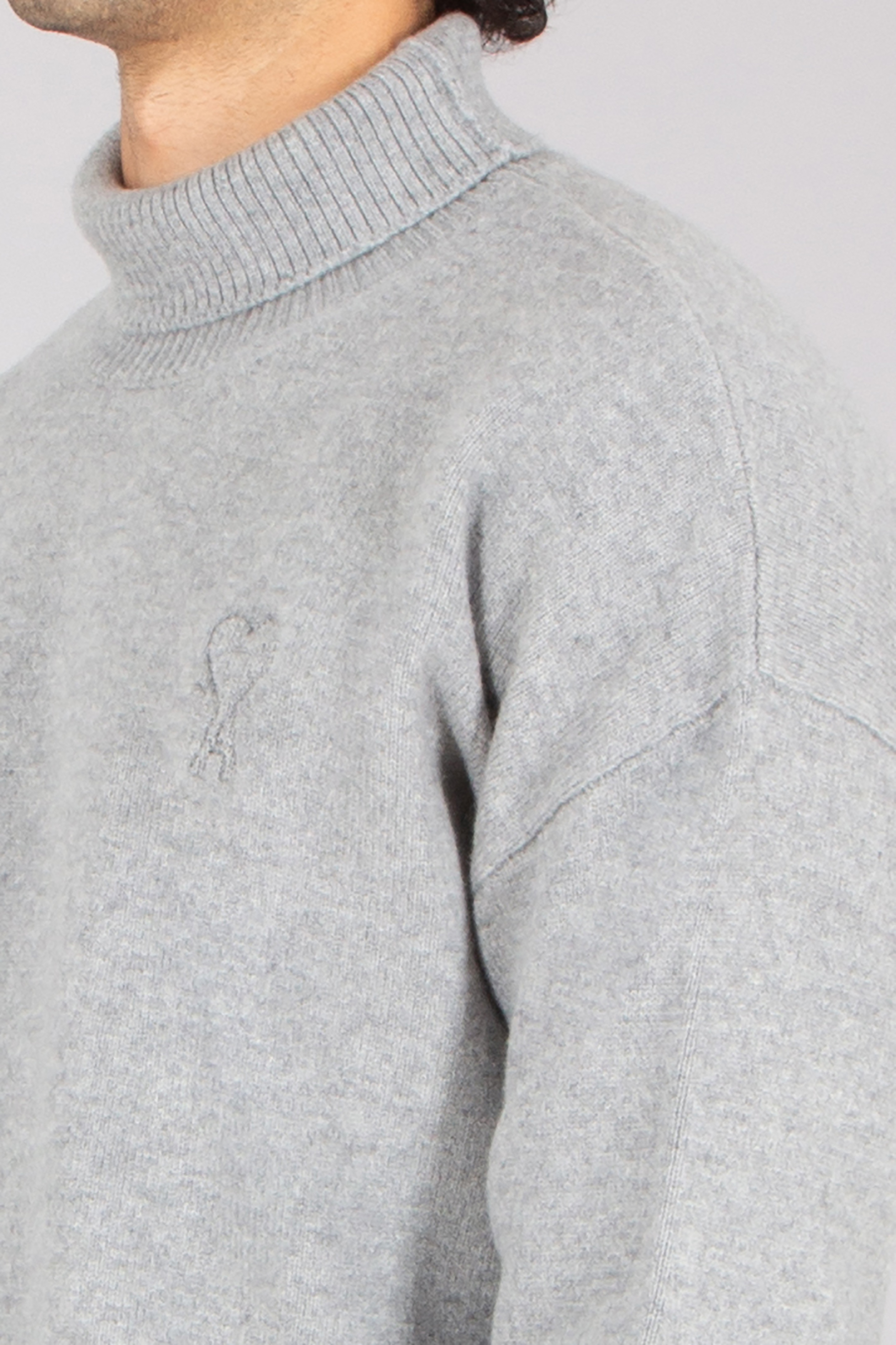 AMI PARIS Relaxed Fit Ami De Coeur Wool-Cashmere Blend Funnel Neck Sweater Vlies, Pullover, Erwachsener, Mann, Person