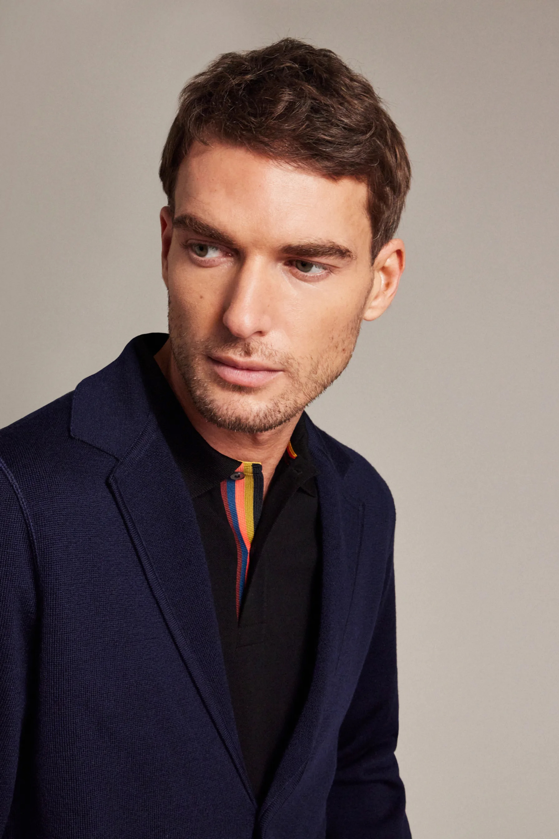PAUL SMITH 'Artist Stripe' Placket Cotton Piqué Polo Shirt PAUL SMITH 'Artist Stripe' Placket Cotton Piqué Polo Shirt