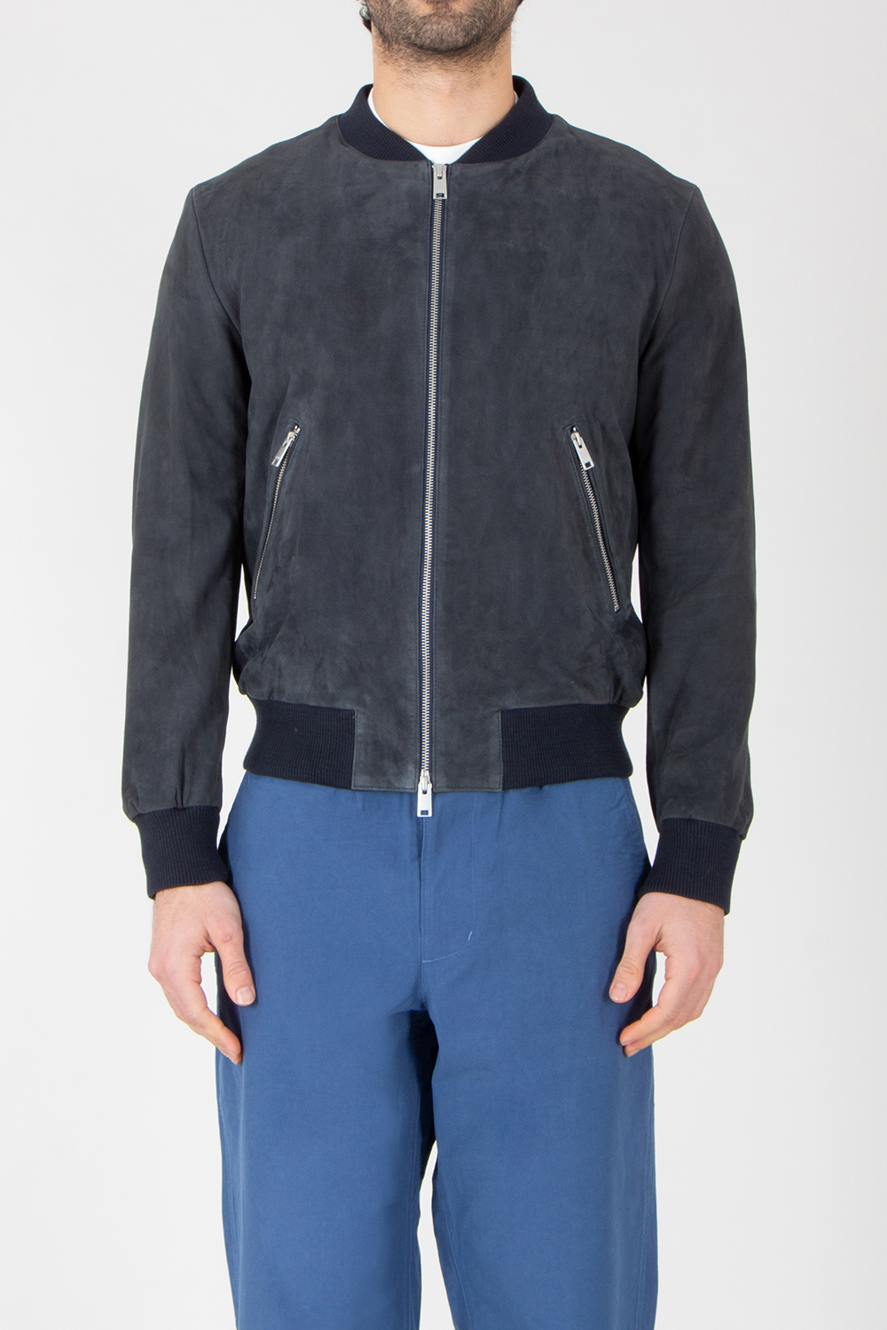 ARMA Regular Fit Goat Suede Bomber Jacket Didier