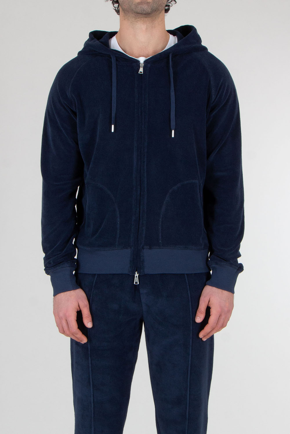 AURÉLIEN Cotton Blend Terry Zip-Hoodie 
