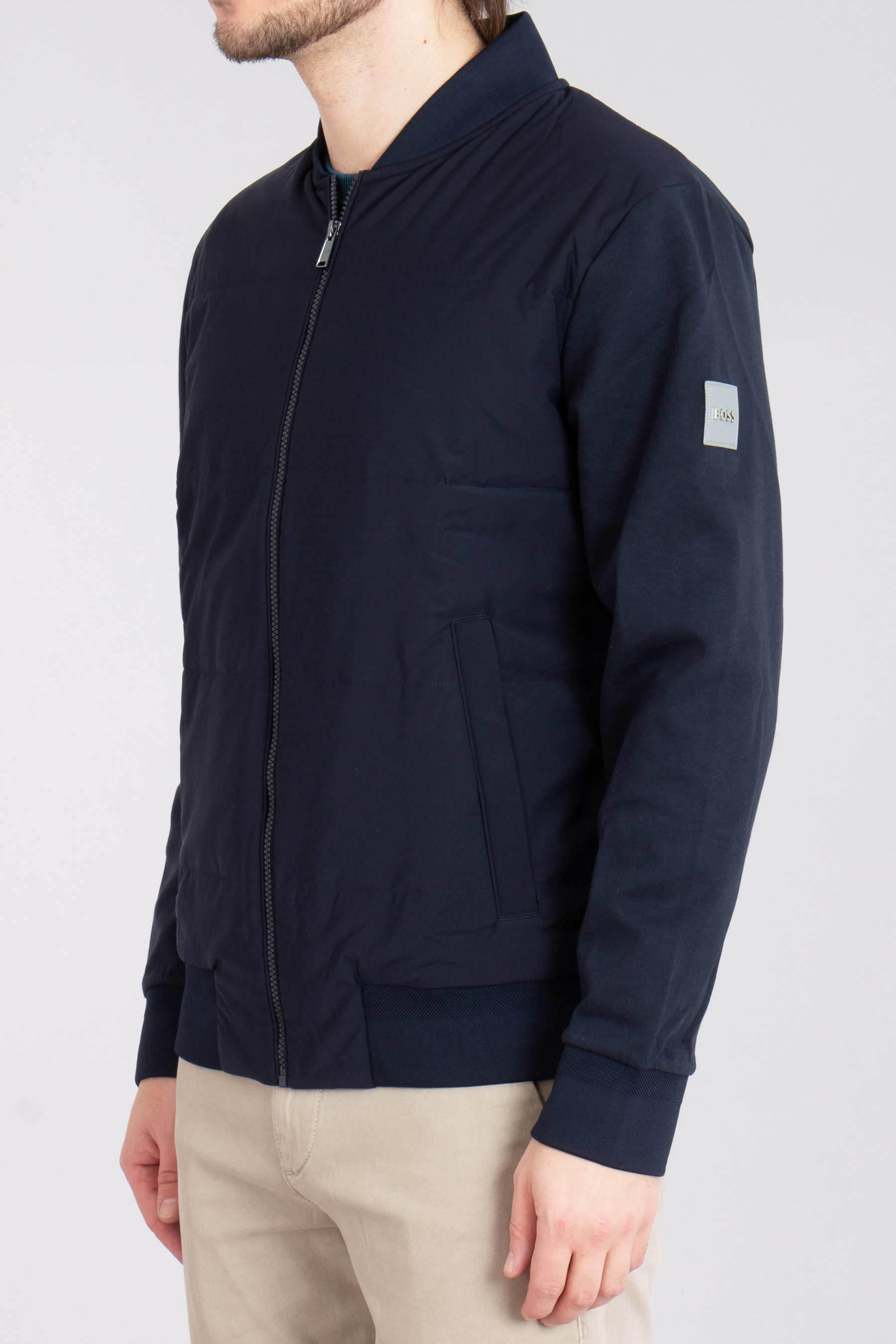 BOSS Padded Stretch Fabric & Mercerised Cotton Blend Hybrid Jacket H-Skiles BOSS Padded Stretch Fabric & Mercerised Cotton Blend Hybrid Jacket H-Skiles