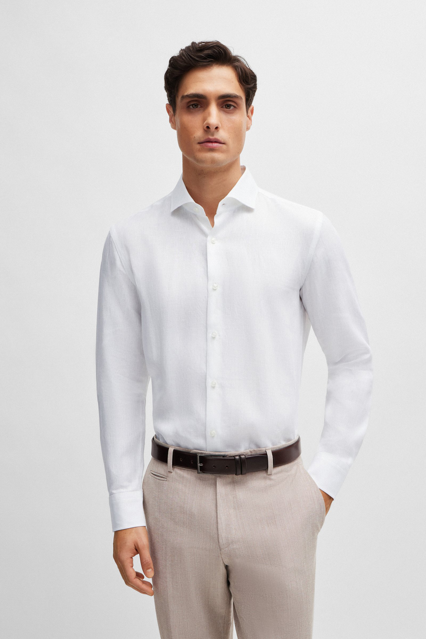 BOSS Slim Fit Linen Shirt H-Hank