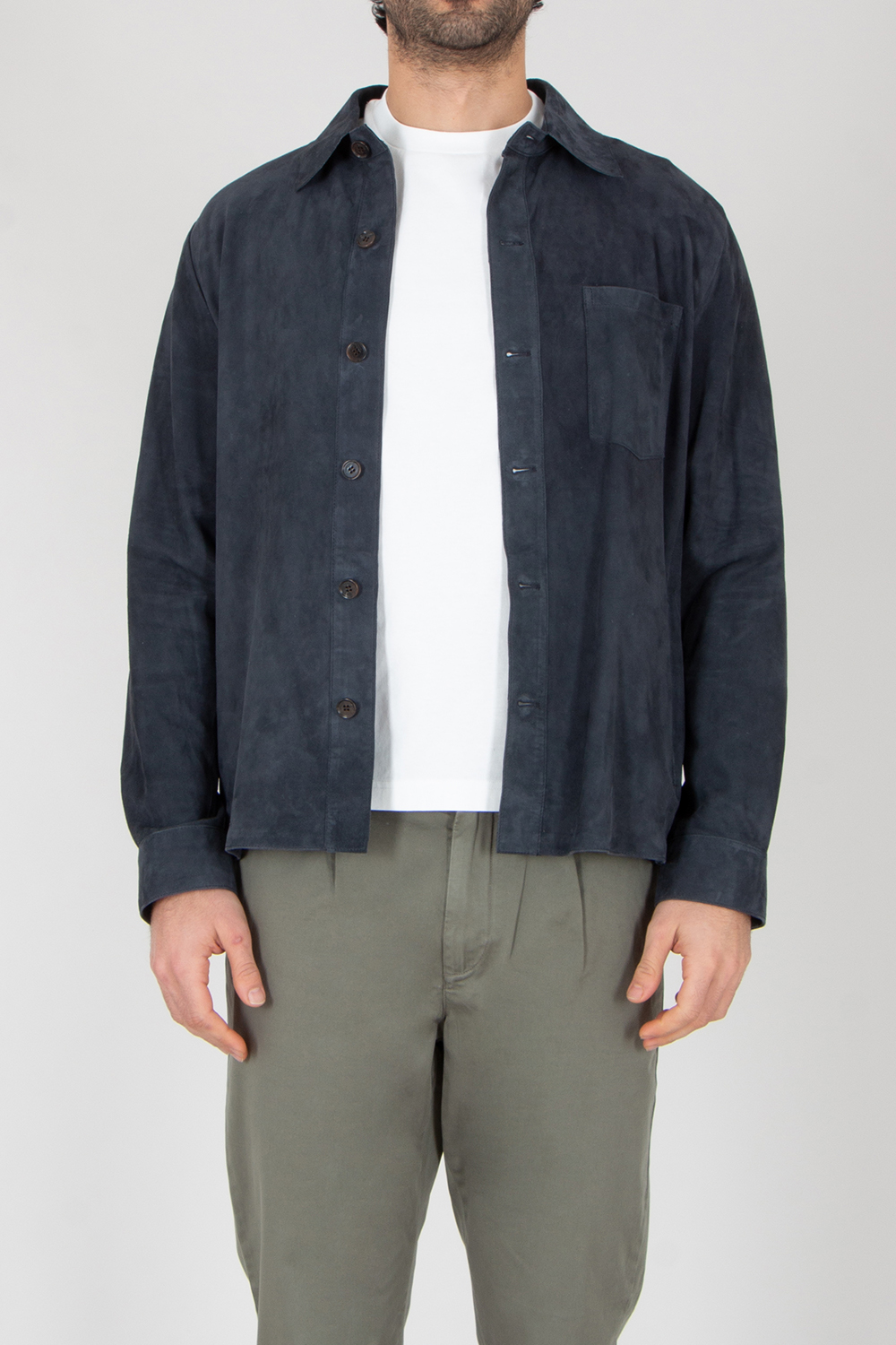ARMA Regular Fit Lamb Suede Shirt Dino
