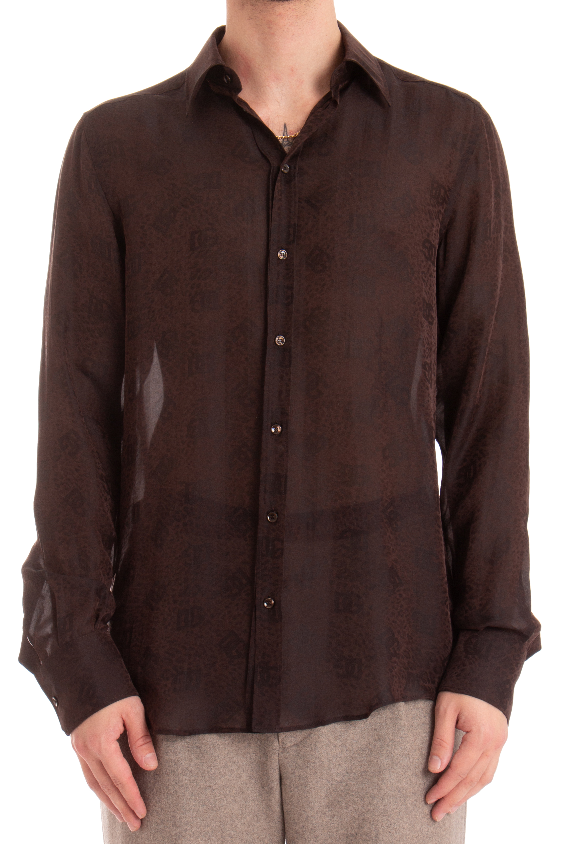DOLCE & GABBANA Sheer Silk Shirt Martini DOLCE & GABBANA Sheer Silk Shirt Martini