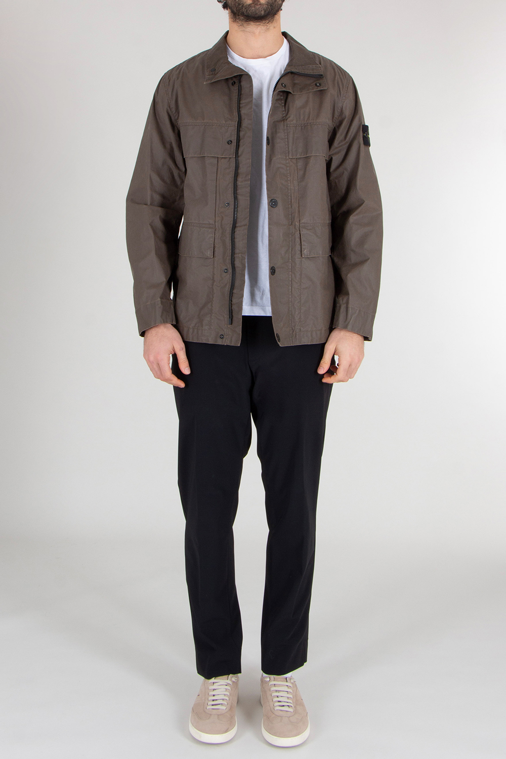 STONE ISLAND Regular Fit Waxed Pigment Cotton Blend Tela Field Jacket