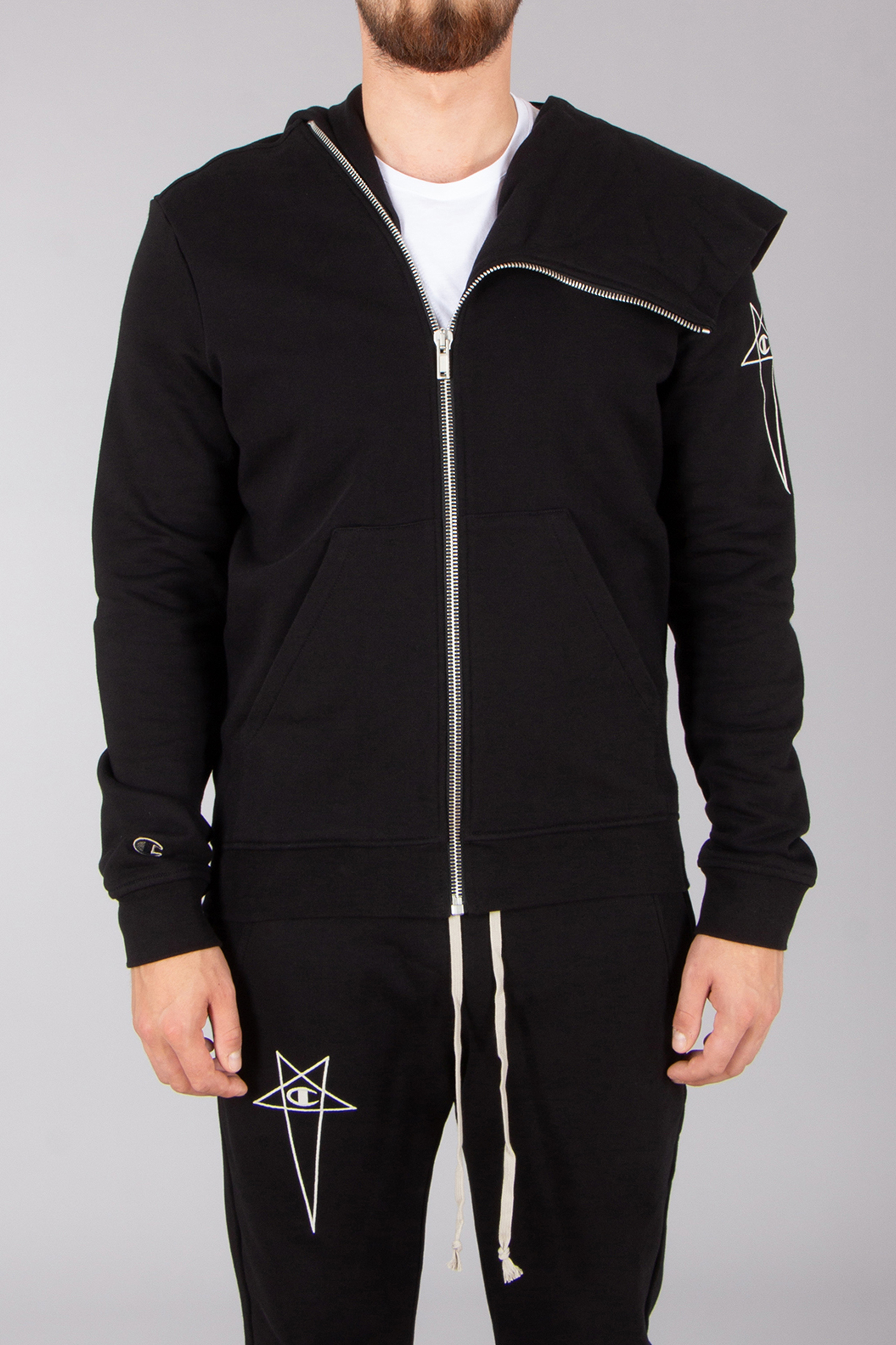 RICK OWENS DRKSHDW X Champion Organic Cotton Zip-Up Mountain Hoodie