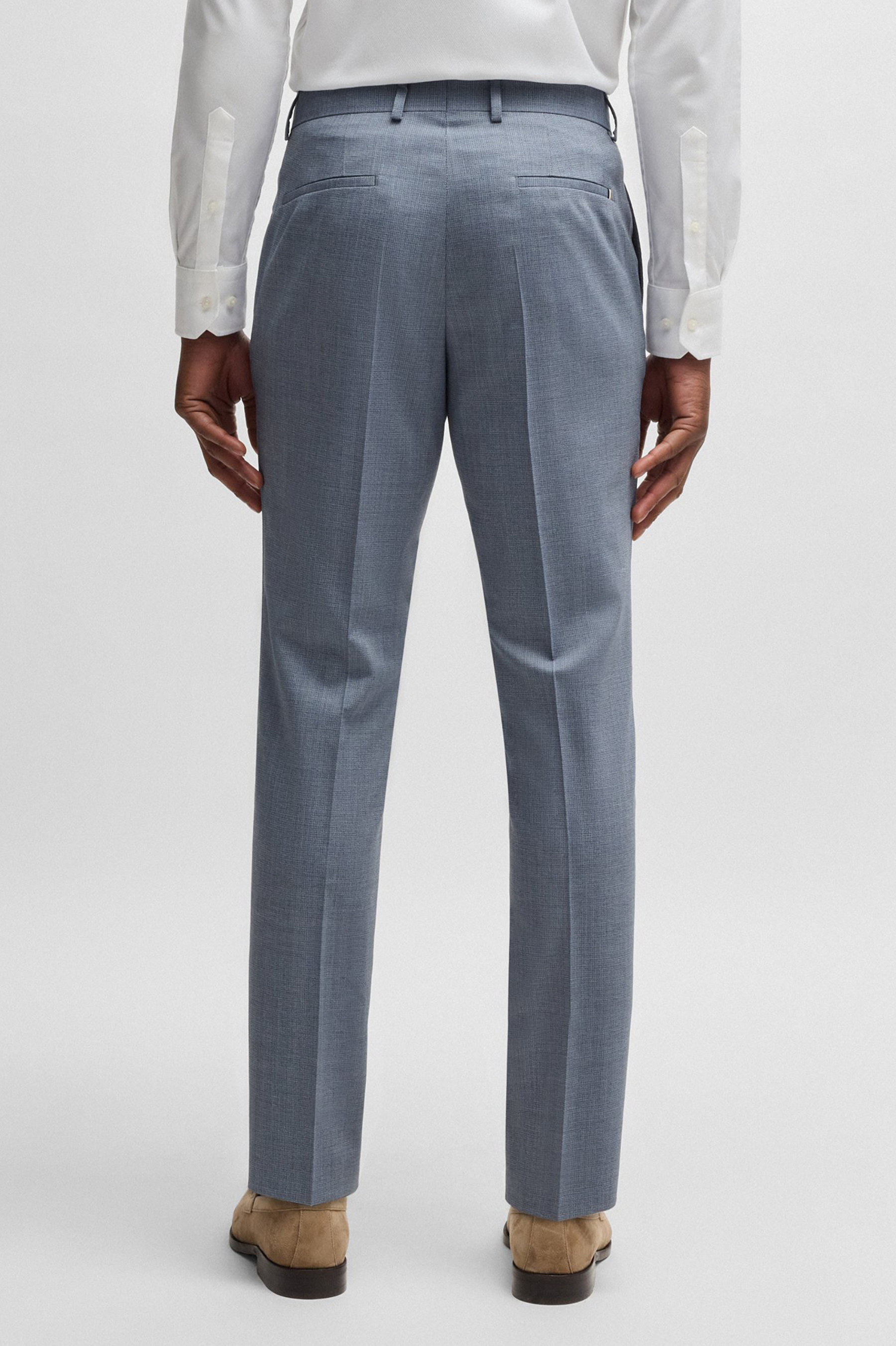 BOSS Slim Fit Patterned Virgin Wool Blend Pants H-Genius BOSS Slim Fit Patterned Virgin Wool Blend Pants H-Genius