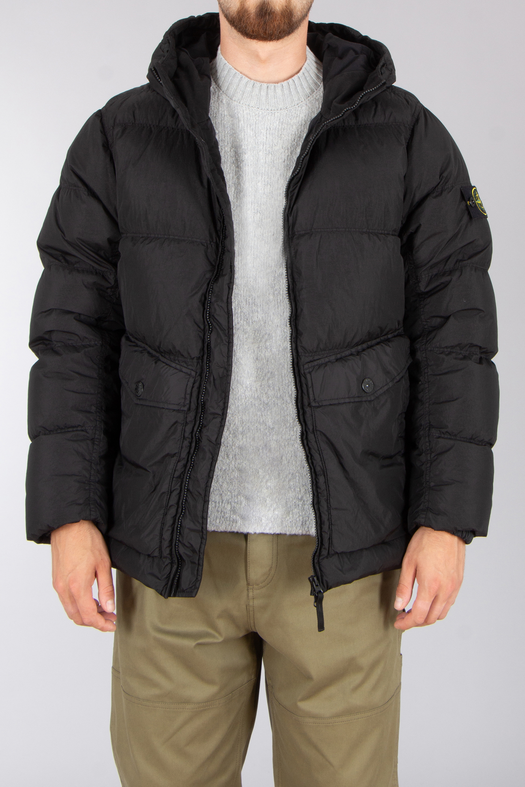 STONE ISLAND Regular Fit Garment Dyed Crinkle Reps Recycled Nylon Down Jacket Bekleidung, Mantel, Jacke