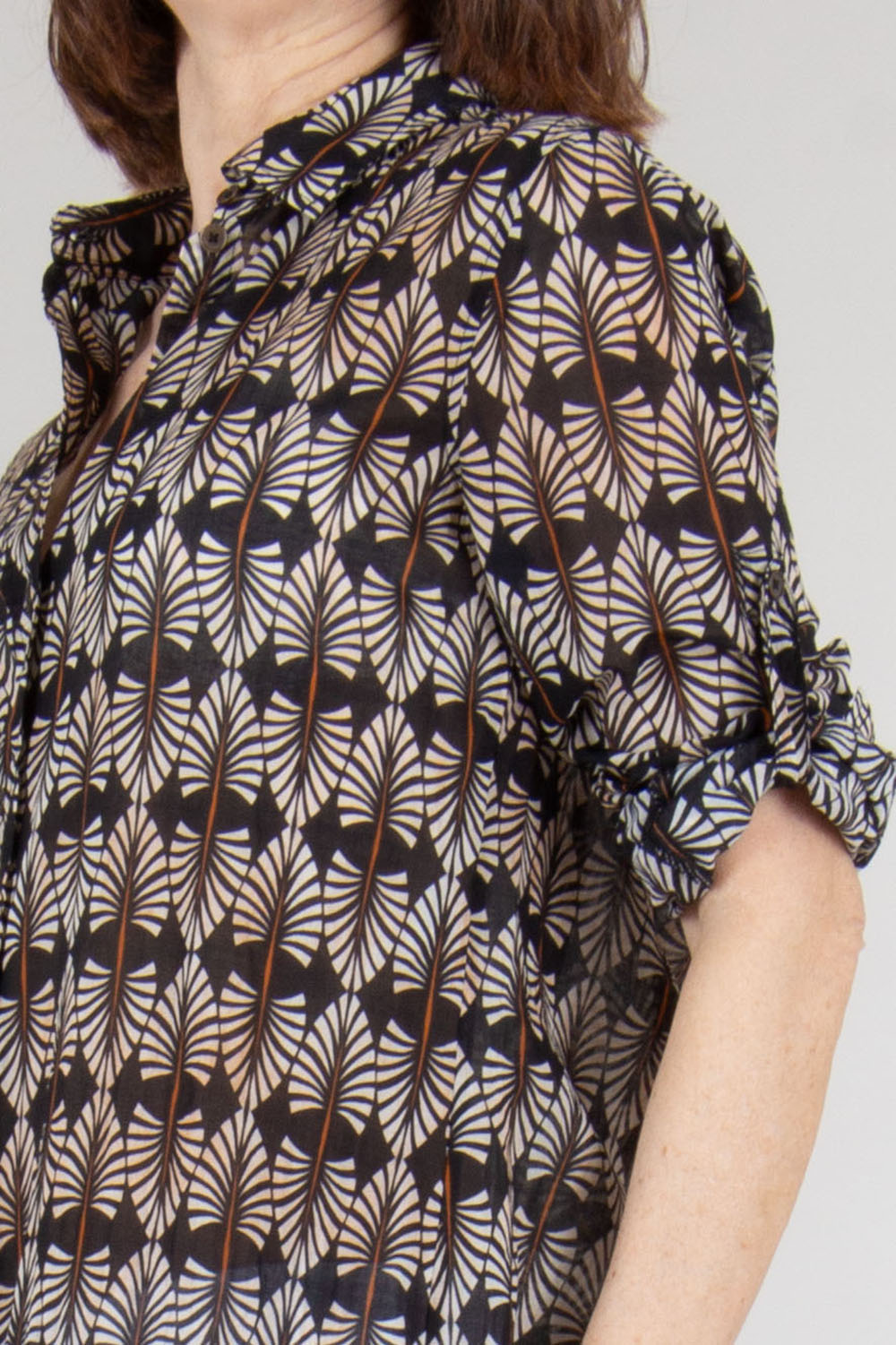 0039 ITALY Long Patterned Shirt Dress Taya