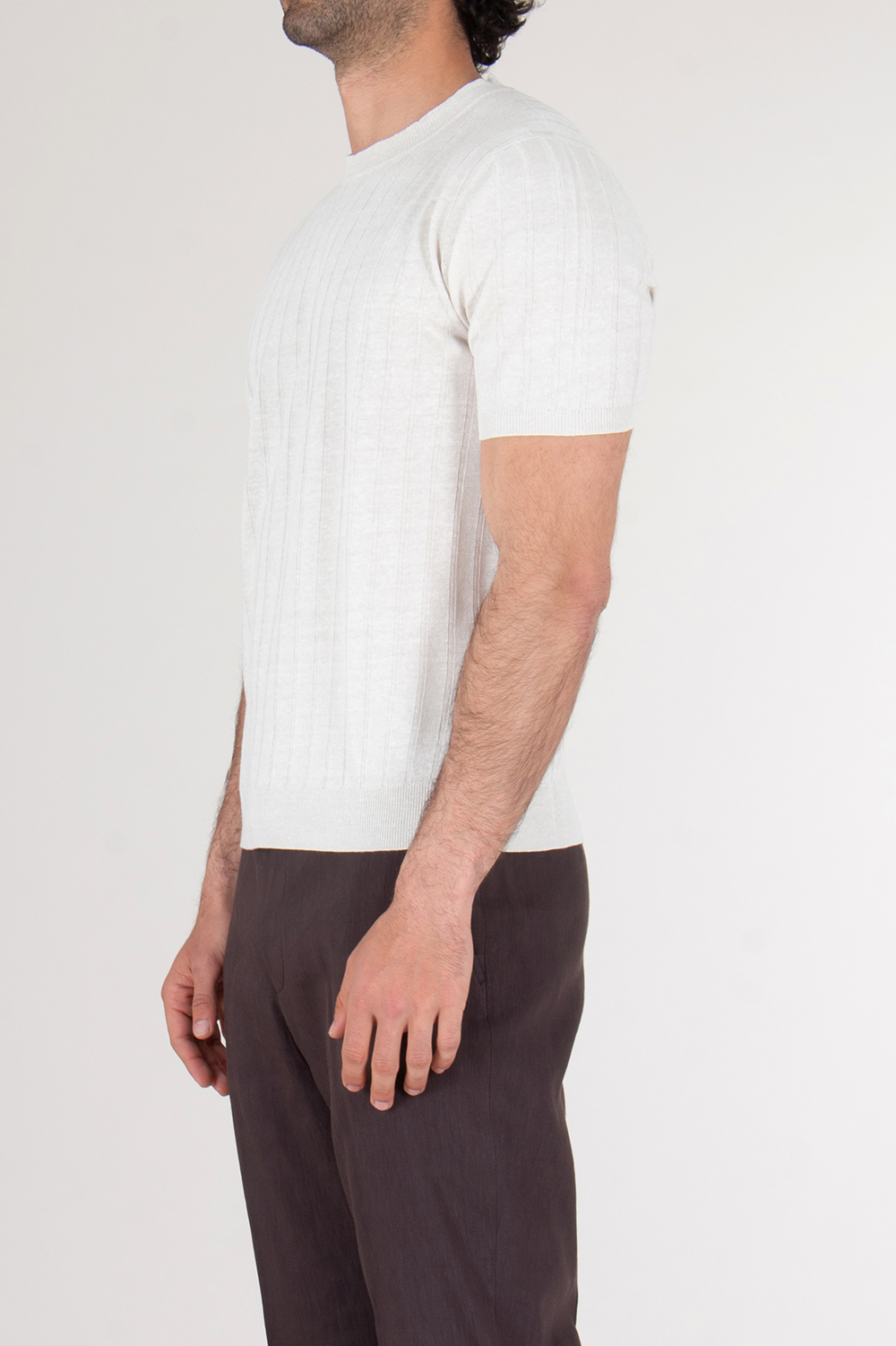 BOGLIOLI Regular Fit Knitted Cotton Linen T-Shirt