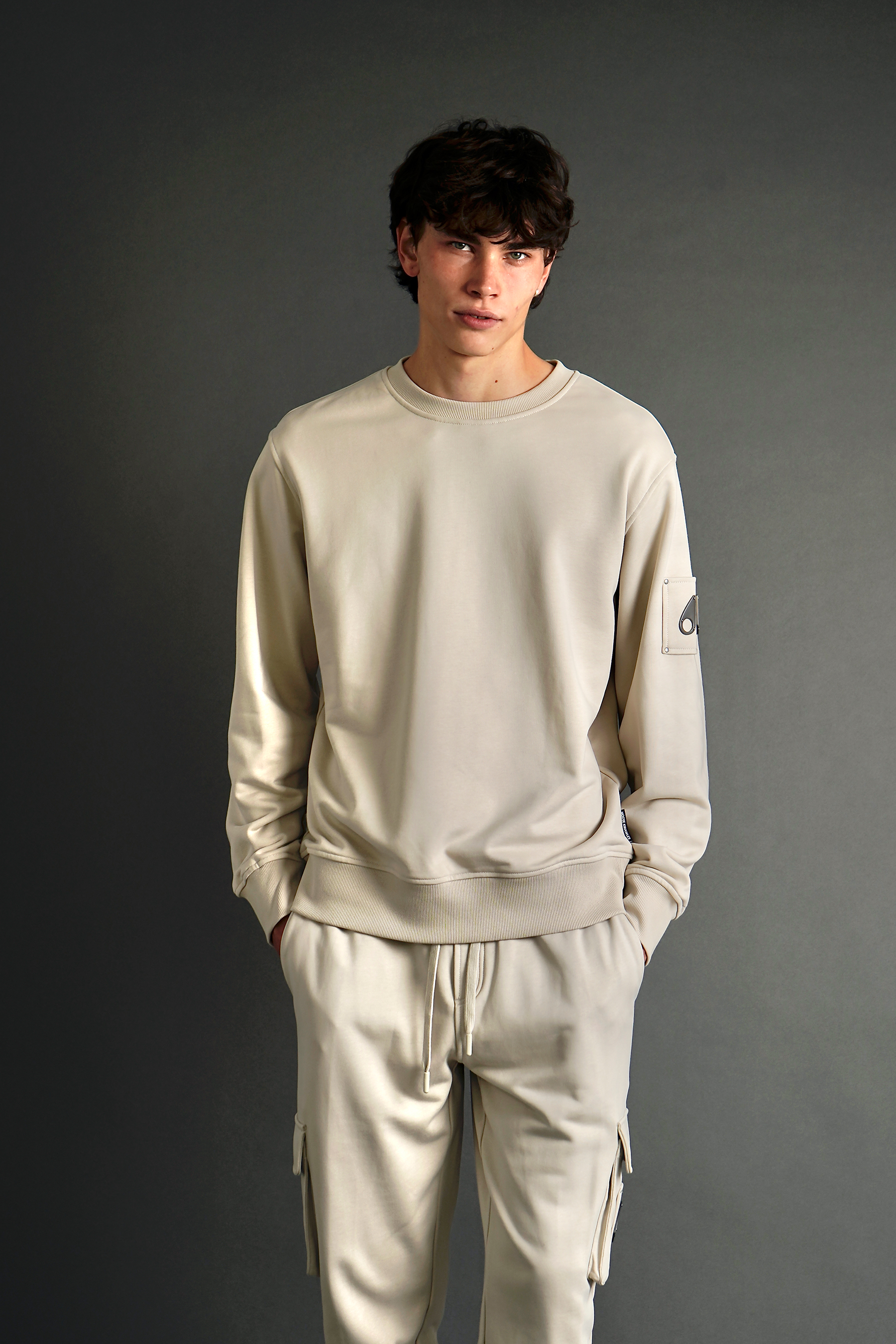 MOOSE KNUCKLES Regular Fit Cotton French Terry Sweatshirt Hartsfield Langarm, Erwachsener, Männlich, Mann, Person