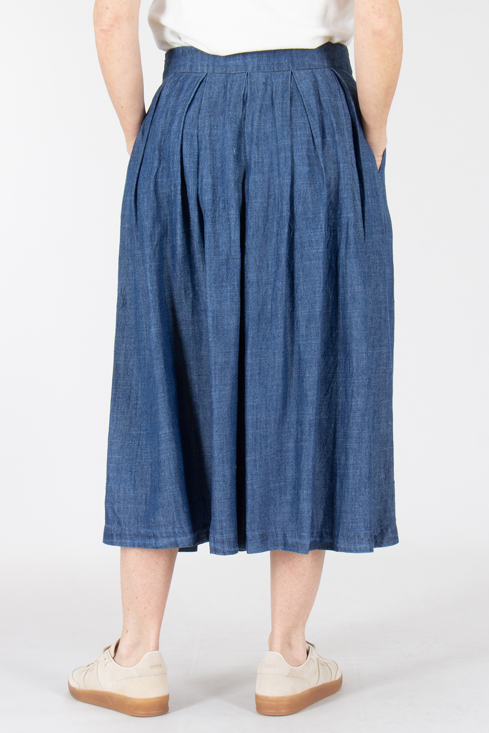 0039 ITALY Regular Fit Lyocell-Linen Denim Skirt Kylie