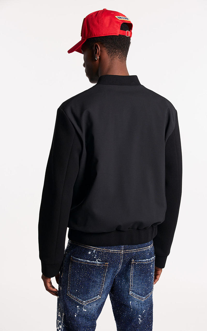 DSQUARED2 Stretch Wool Varsity Bomber Jacket Ibra