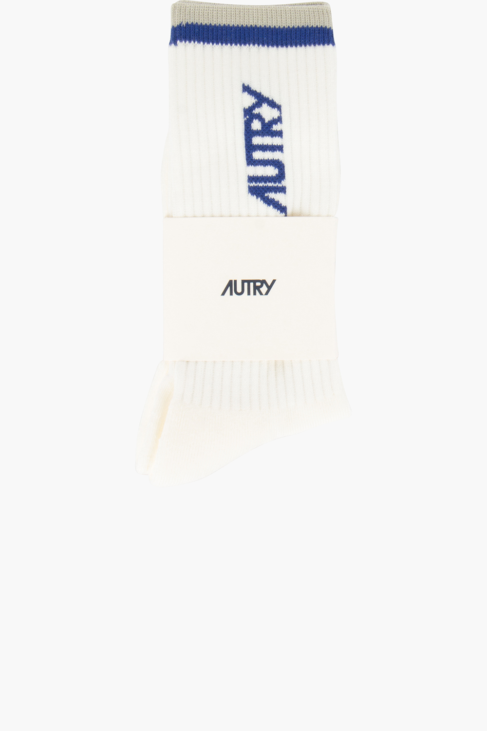AUTRY Jacquard Stripes & Logo Cotton Blend Stretch Socks