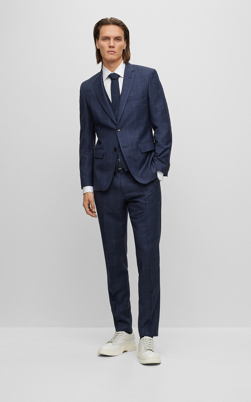 BOSS Virgin Wool Slim Fit Checked Suit BOSS Virgin Wool Slim Fit Checked Suit