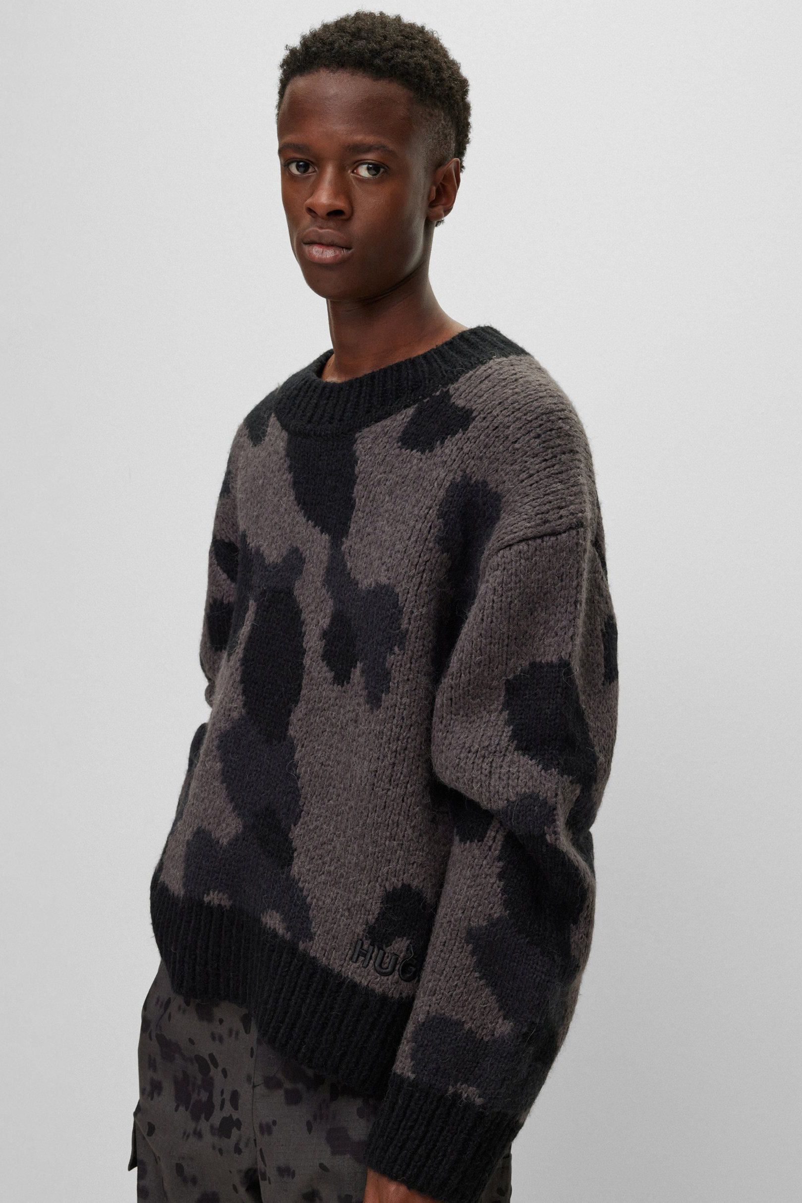 HUGO Dalmatian-Jacquard Alpaca & Wool Blend Sweater Sattiner HUGO Dalmatian-Jacquard Alpaca & Wool Blend Sweater Sattiner