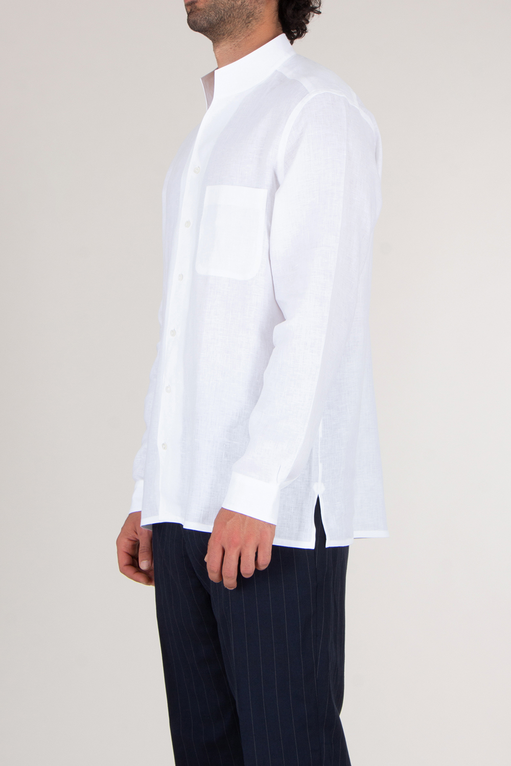 ZEGNA Regular Fit Oasi Lino Stand Collar Shirt