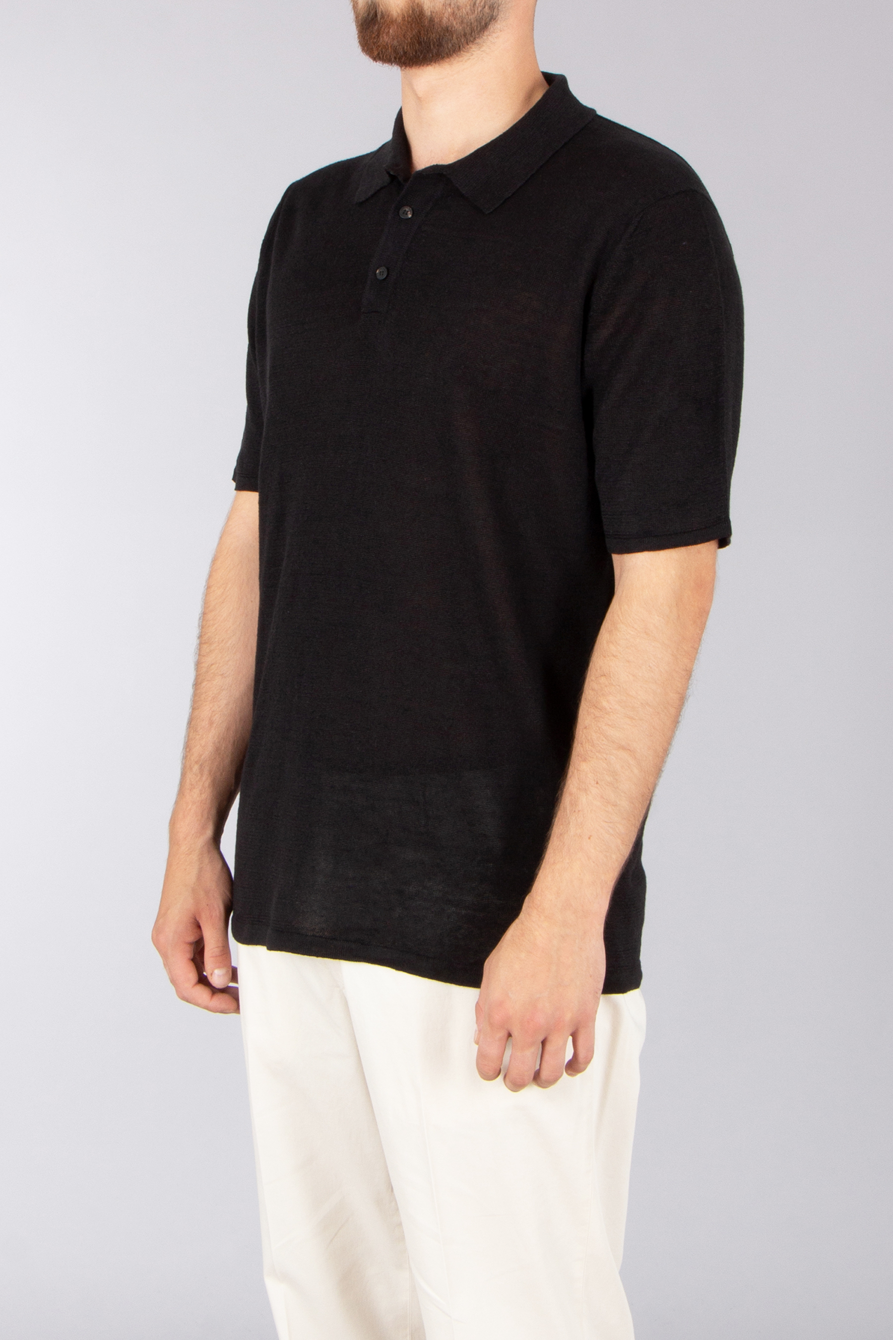 ROBERTO COLLINA Regular Fit Linen Knit Polo T-shirt, Bluse, Hemd, Ärmel, Leinen