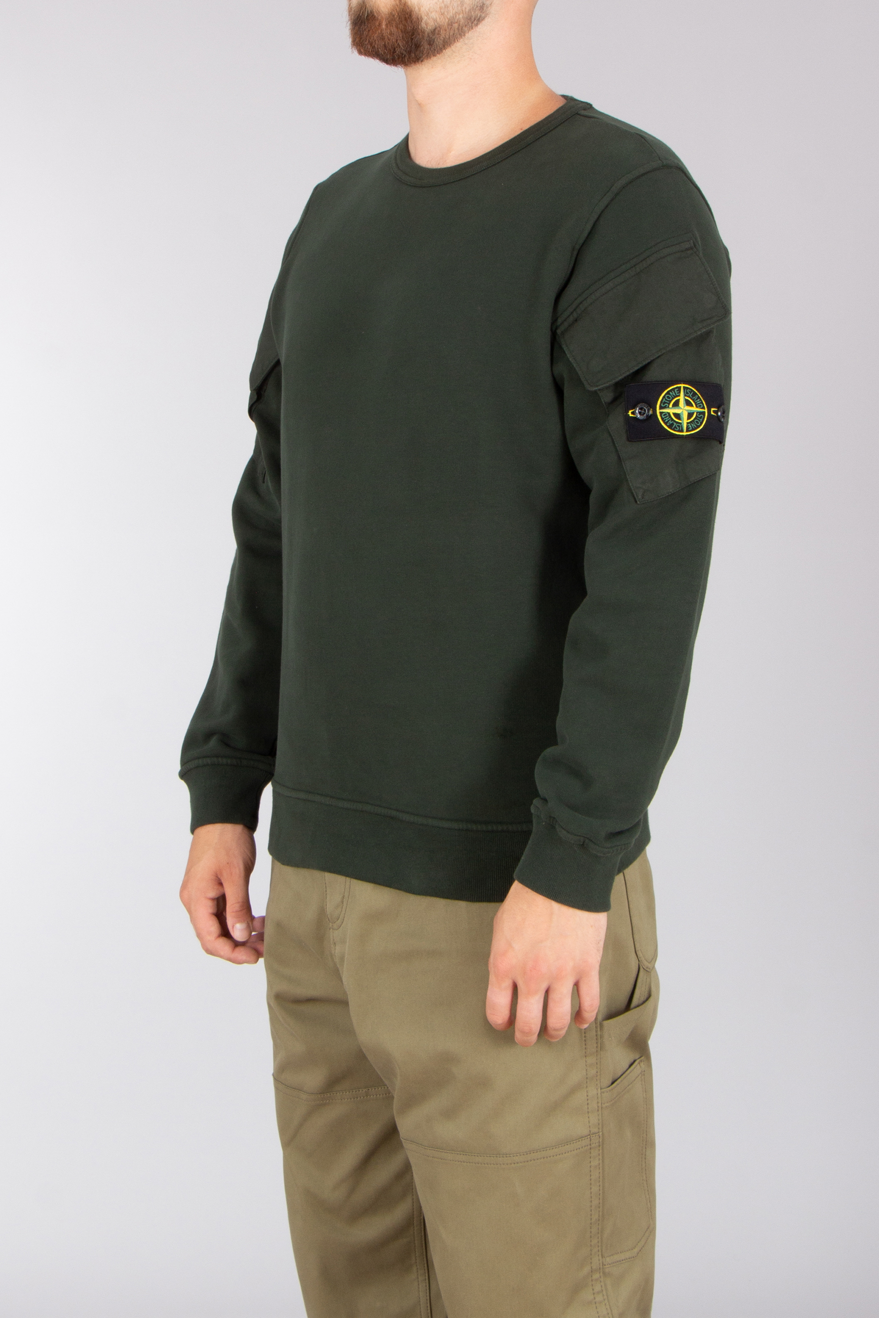 STONE ISLAND Regular Fit Brushed Organic Cotton Fleece Sweatshirt Langarm, Ärmel, Pullover, Sweatshirt, Fleece