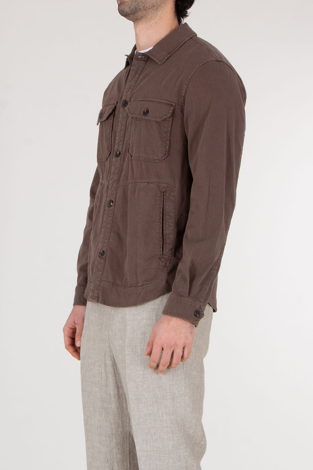 WOOLRICH Regular Fit Cotton-Linen Safari Overshirt