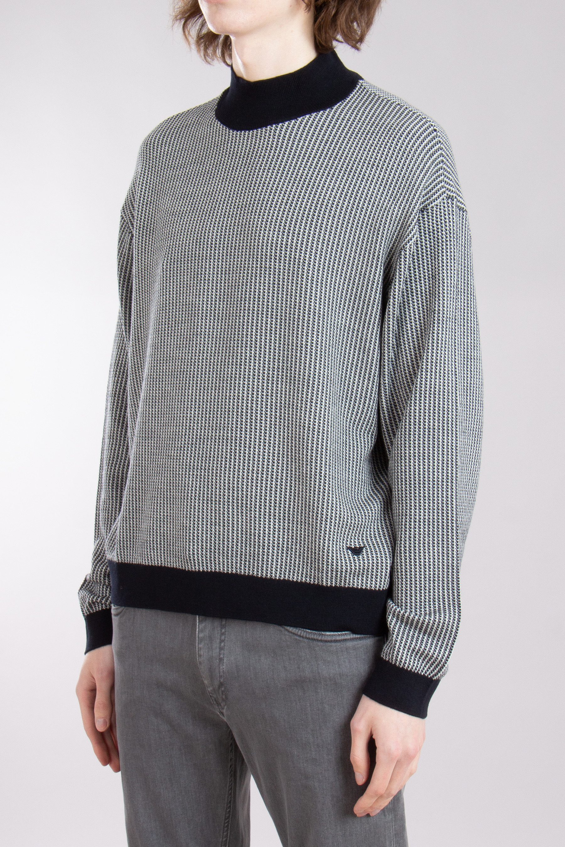 EMPORIO ARMANI Micro Pattern Virgin Wool Jacquard Sweater EMPORIO ARMANI Micro Pattern Virgin Wool Jacquard Sweater