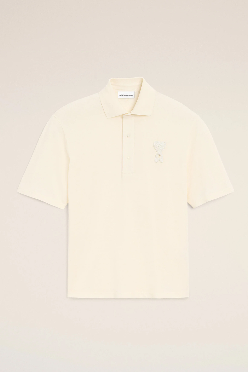AMI PARIS Straight Fit Ami de Coeur Light Cotton Piqué Polo Shirt