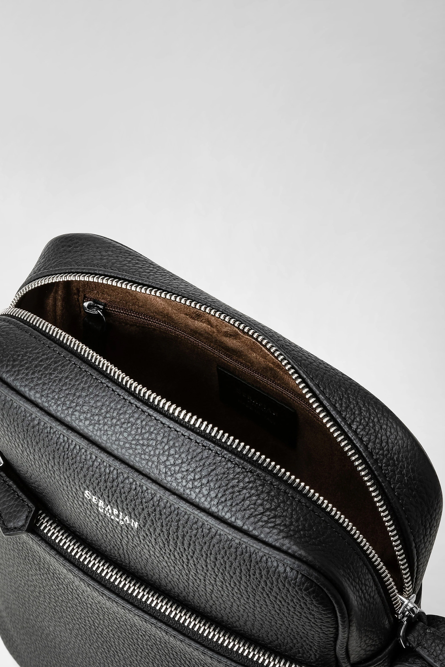 SERAPIAN Cashmere Leather Messenger Bag North South SERAPIAN Cashmere Leather Messenger Bag North South