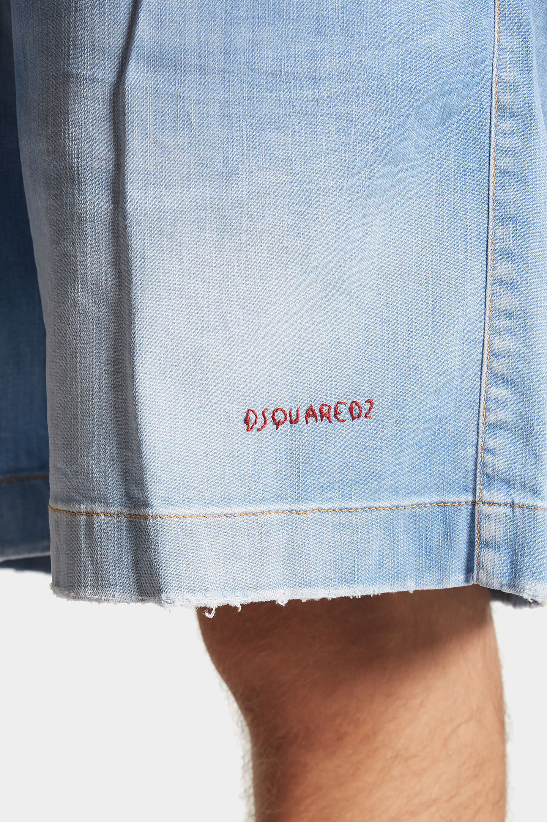 DSQUARED2 Light Wash Denim Stretch Boxer Shorts DSQUARED2 Light Wash Denim Stretch Boxer Shorts