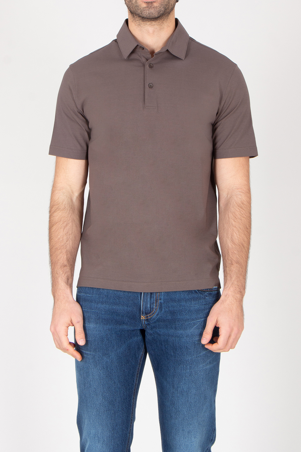 HERNO Regular Fit Voile Crêpe Jersey Polo Shirt