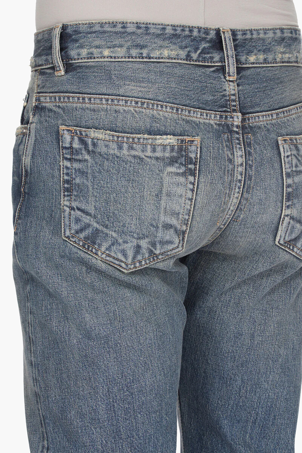 RICK OWENS DRKSHDW Fog Cut Washed Indigo Distressed Cotton Denim Jeans