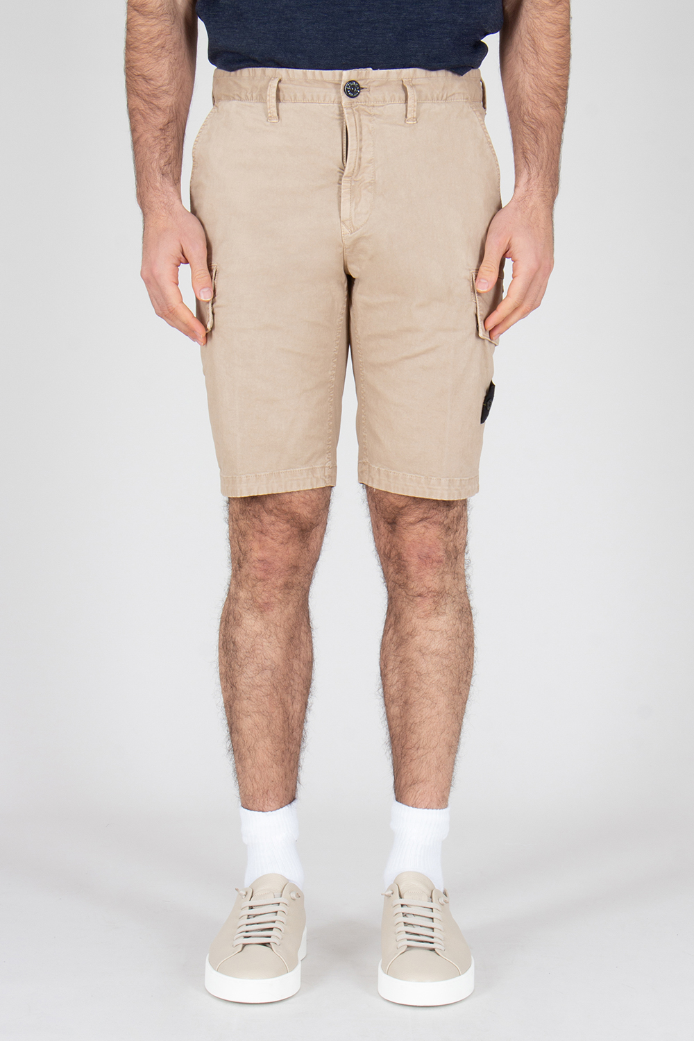 STONE ISLAND Slim Fit OLD Effect Organic Cotton Stretch Broken Twill Cargo Shorts