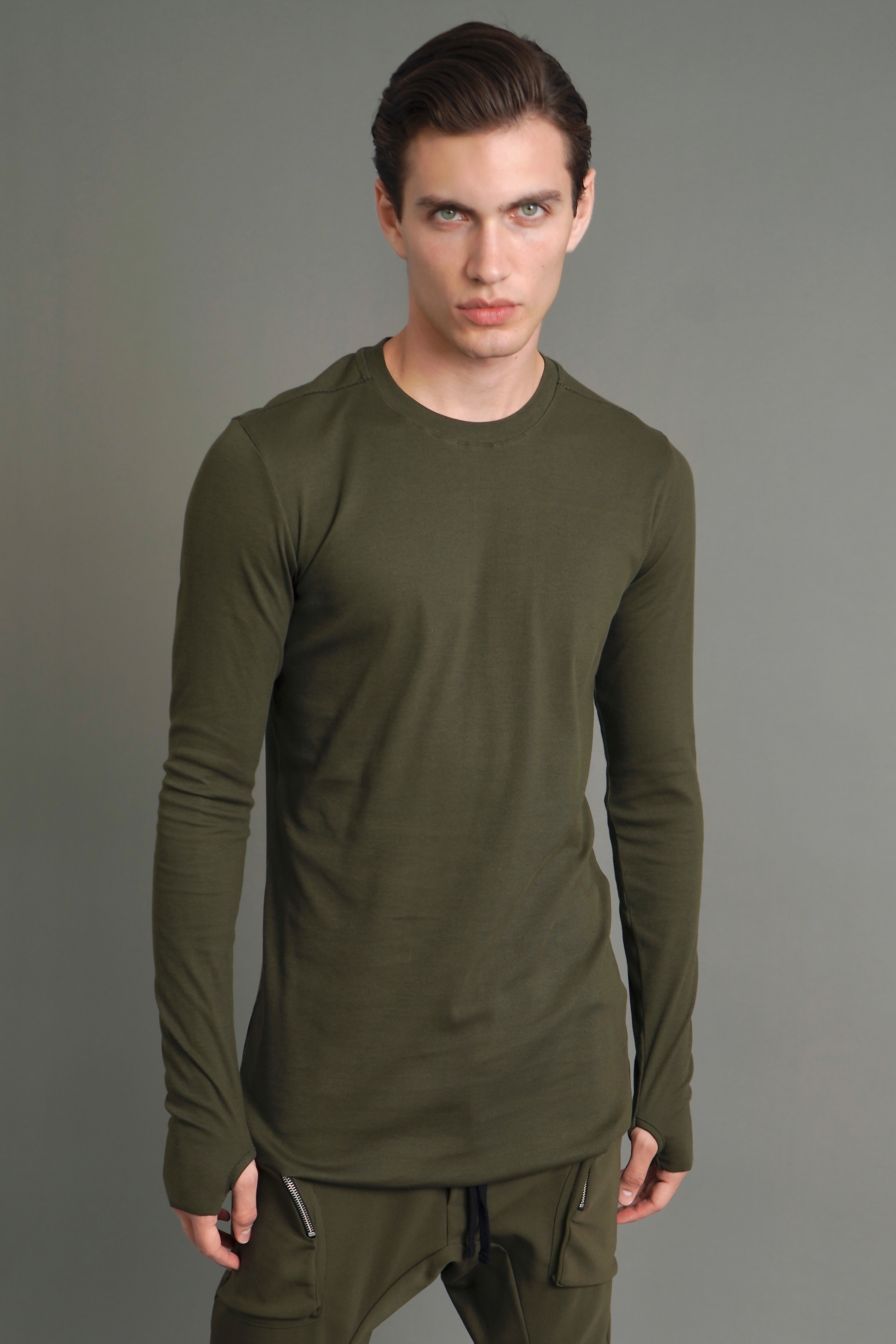 THOM KROM Ribbed Modal Stretch Long Sleeve T-Shirt