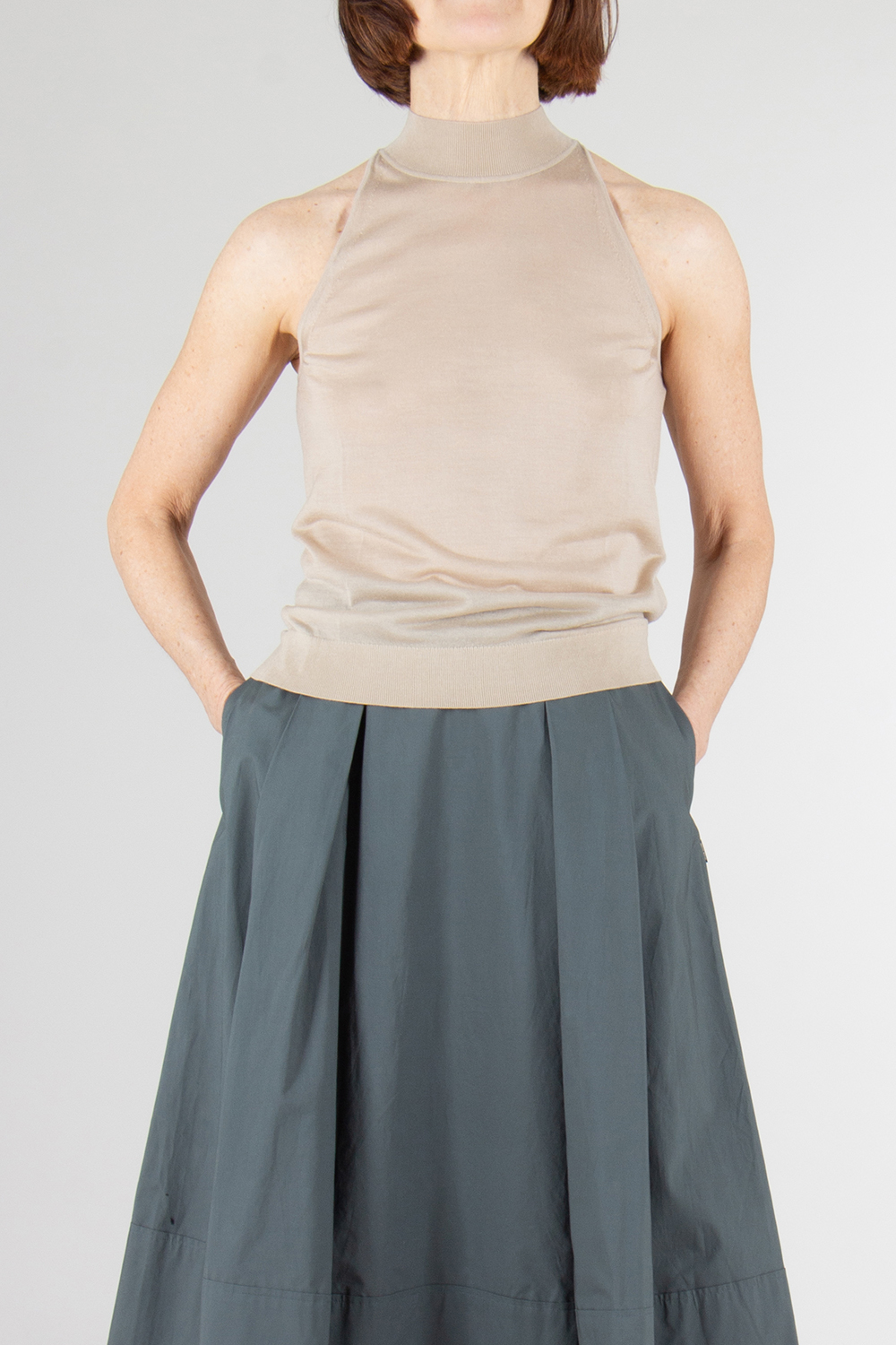 BOSS Superfine Knitted Stand Collar Top 