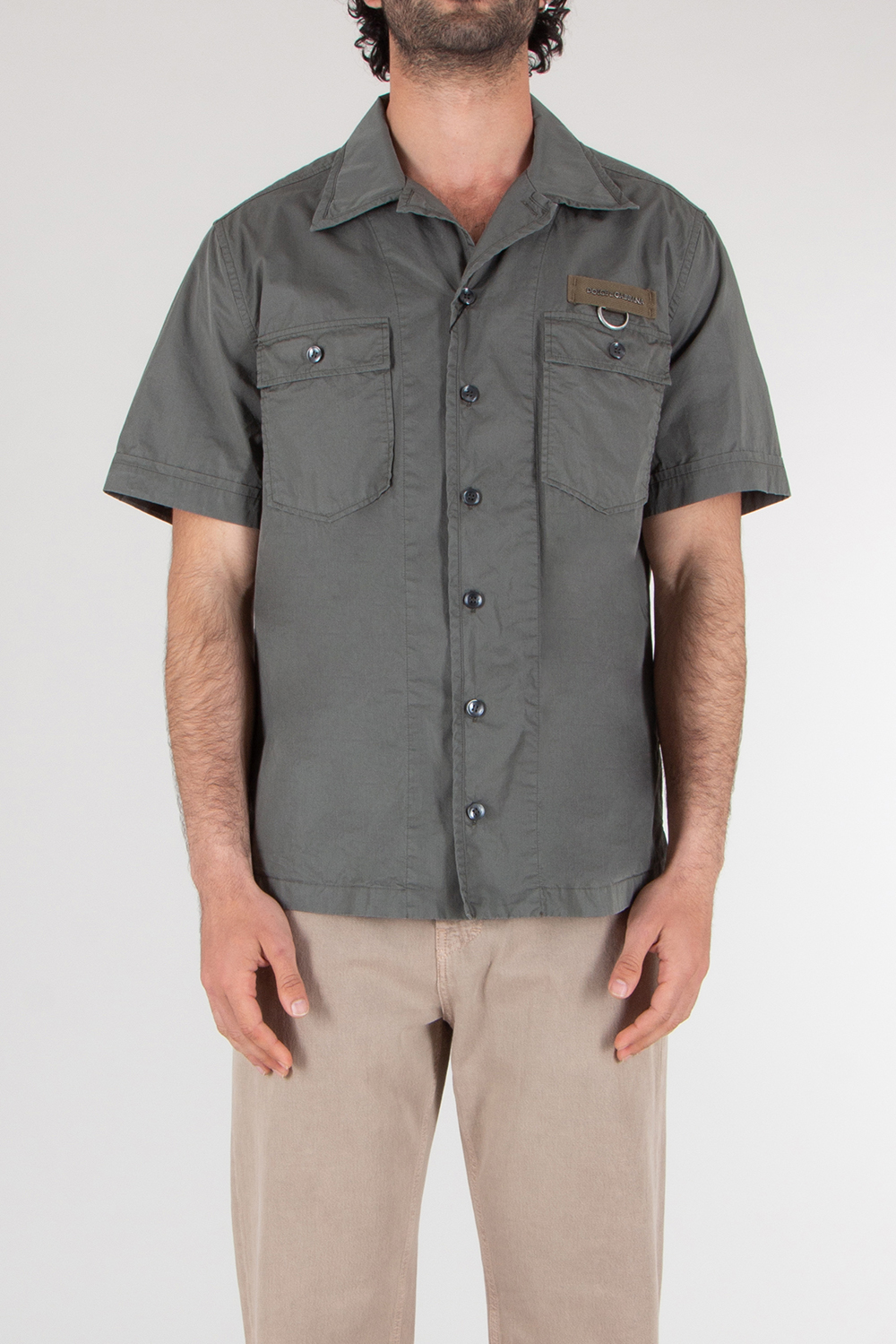 DOLCE & GABBANA Relaxed Fit  Short Sleeve Cotton Poplin Cargo Shirt