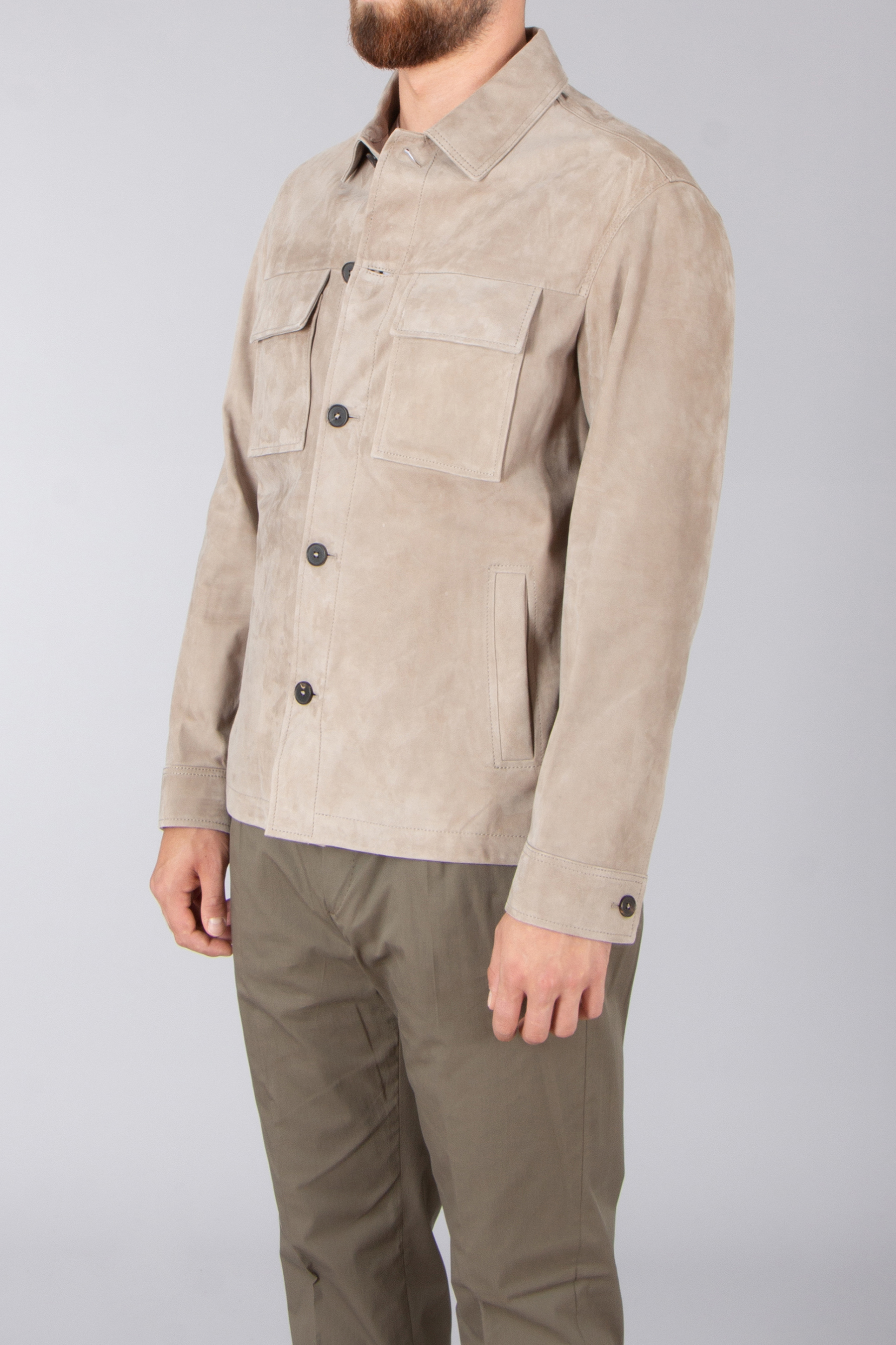 ARMA Regular Fit Lamb Suede Overshirt ARMA Regular Fit Lamb Suede Overshirt