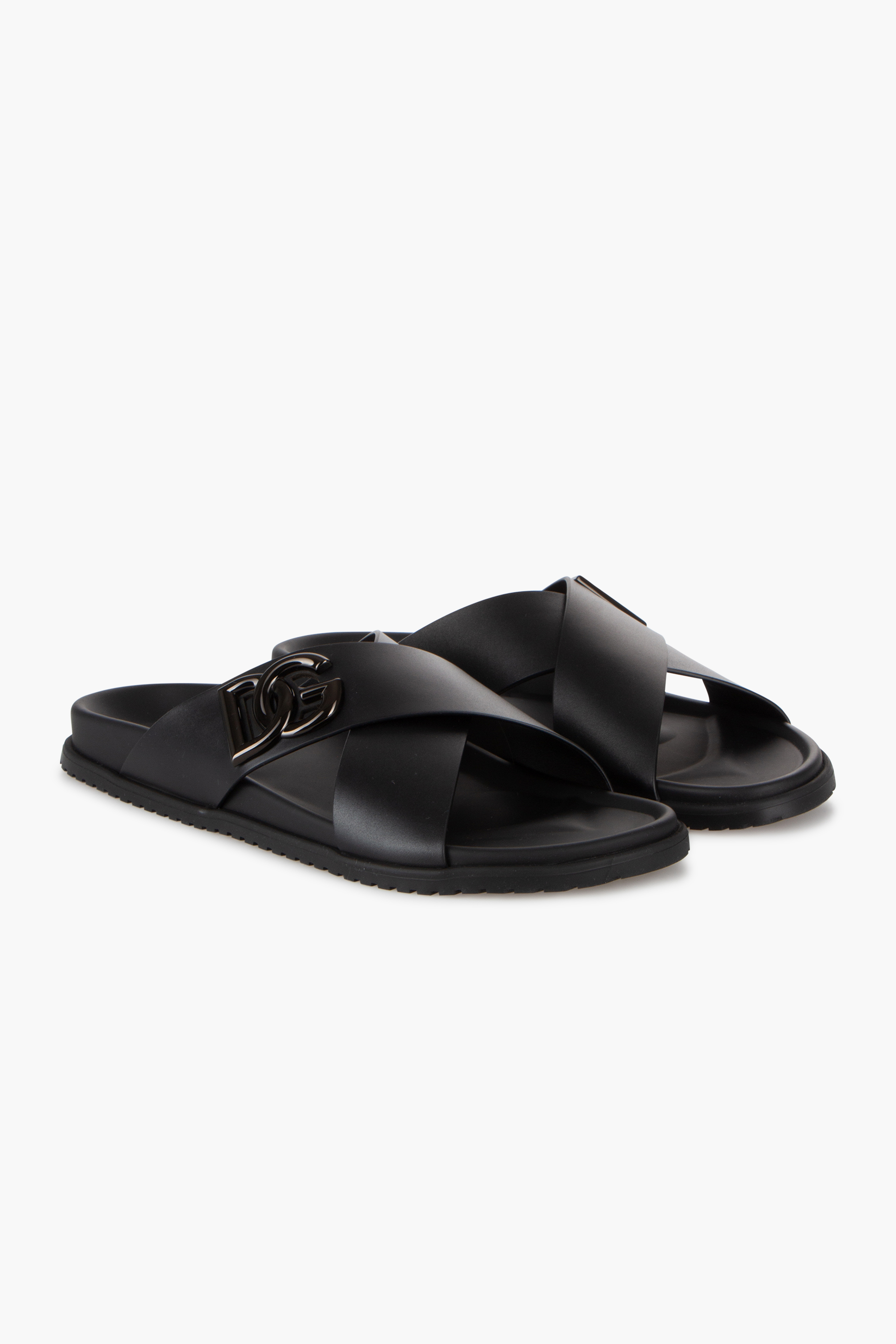 DOLCE & GABBANA Monogrammed Calfskin Sandals