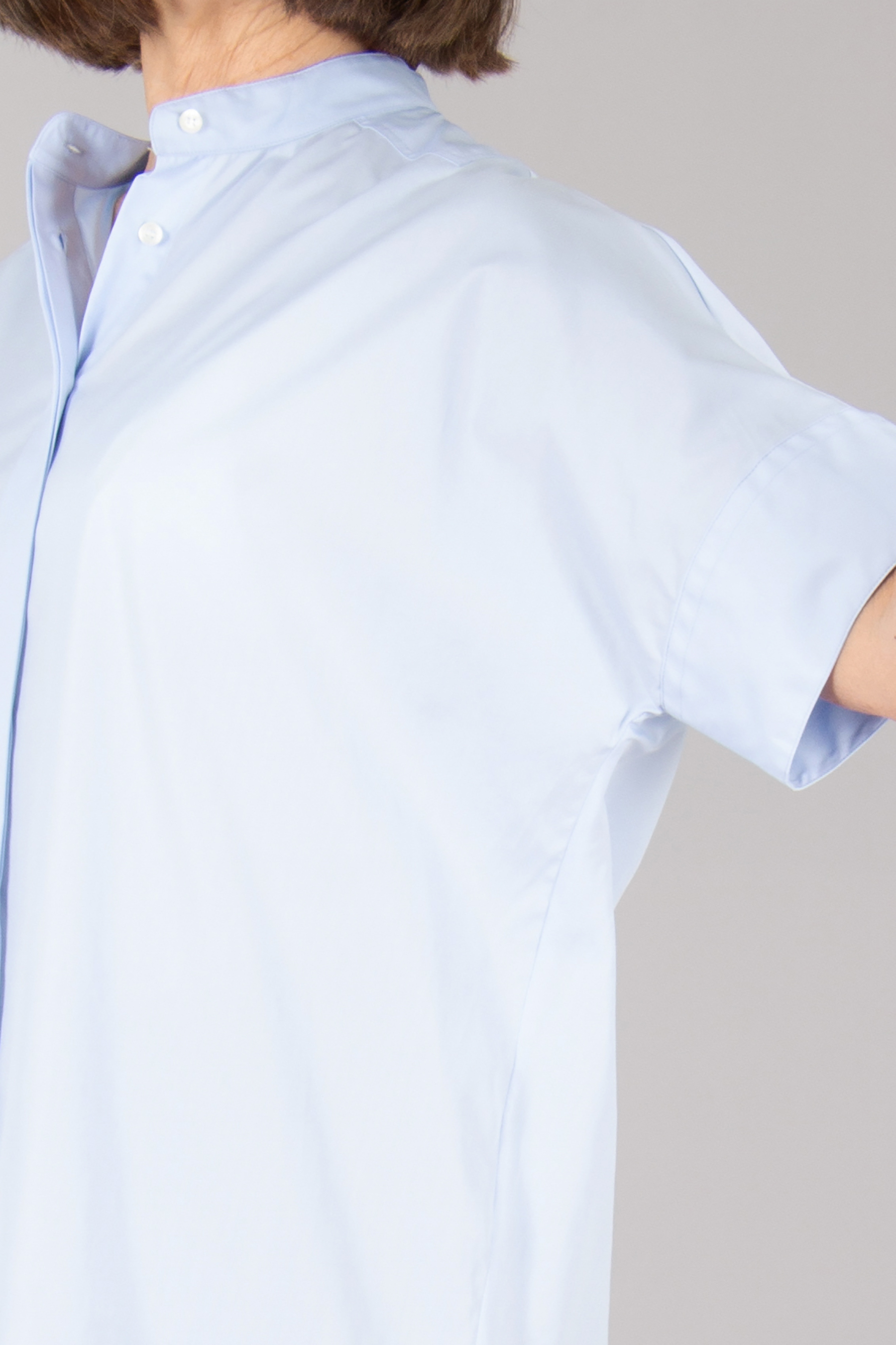 ASPESI Relaxed Fit Cotton Poplin Short-Sleeve Blouse Hemd, Bluse, Mantel, Laborkittel, Ärmel