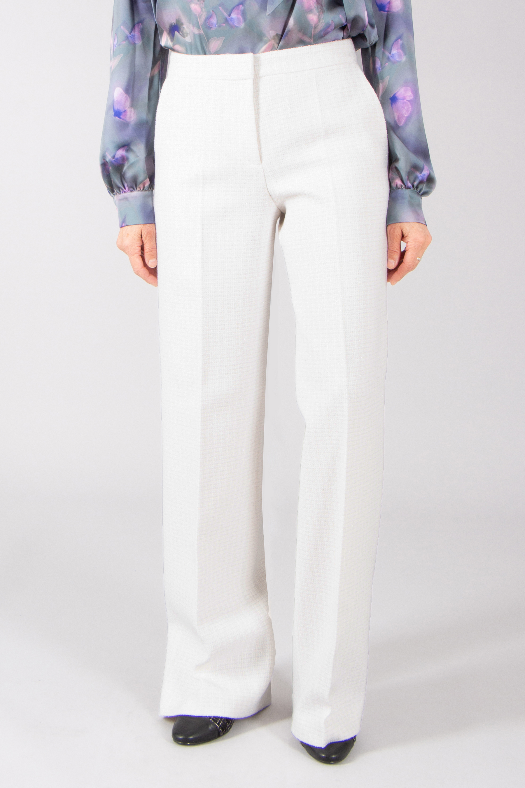 HUGO Straight Leg Cotton Blend Bouclé Pants Heliosa