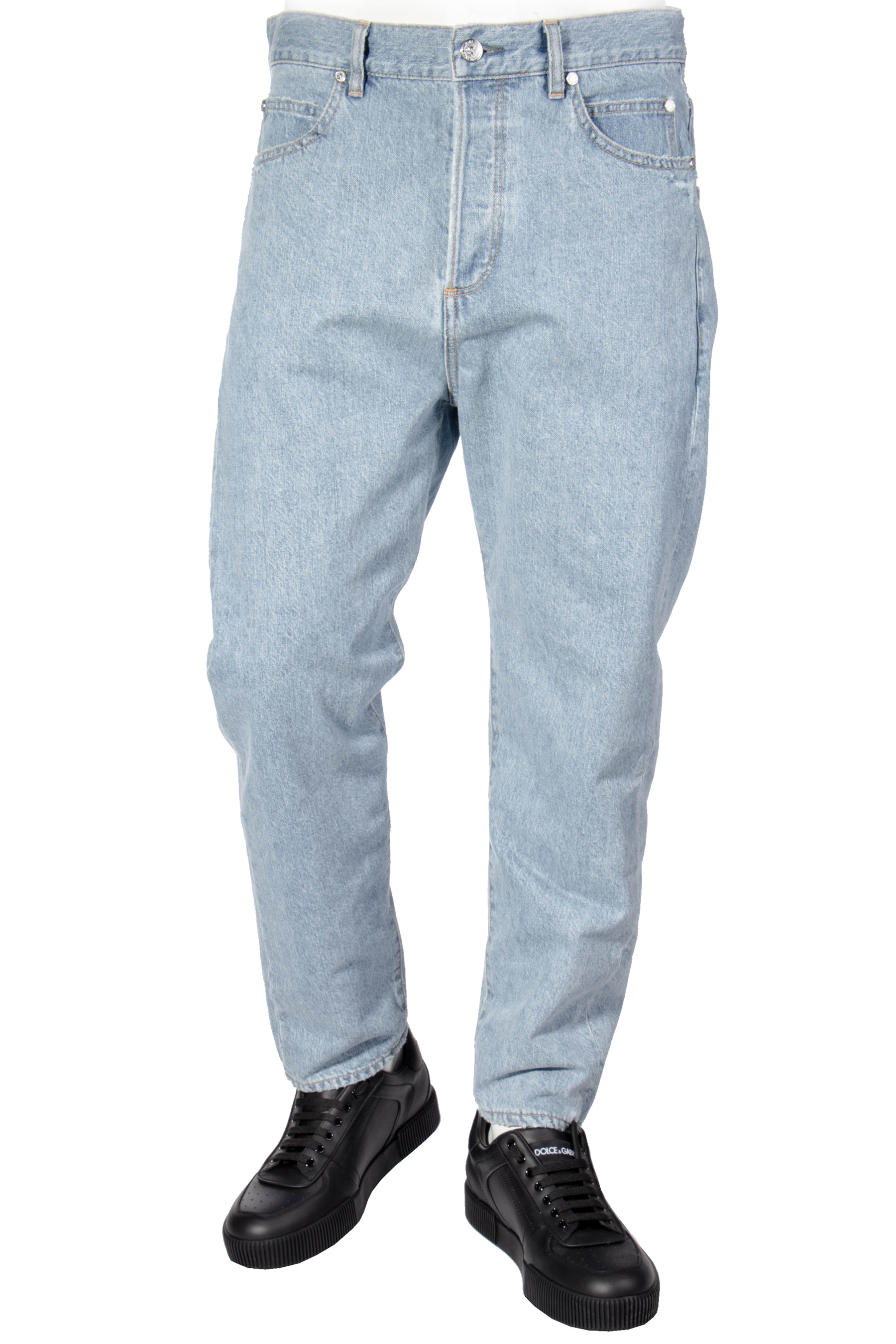 BALMAIN Straight Fit Cotton Denim Jeans 
